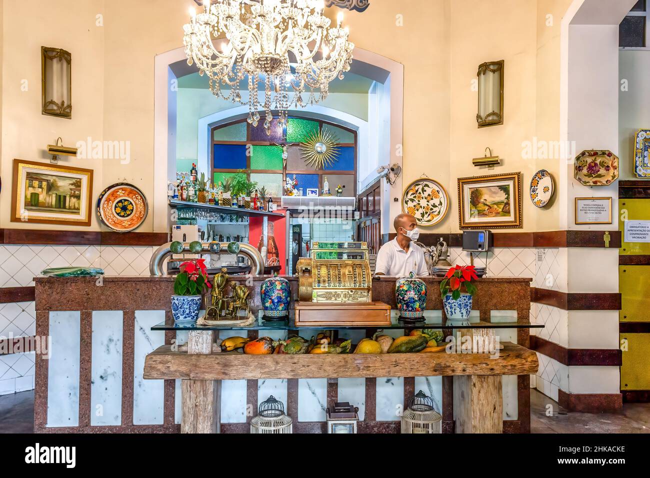 Innenansicht des Restaurants Quinta da Boa Vista. Der berühmte öffentliche Park, der sich auf dem ehemaligen kaiserlichen Gelände befindet, ist eine der wichtigsten Touristenattraktionen der Stadt Stockfoto