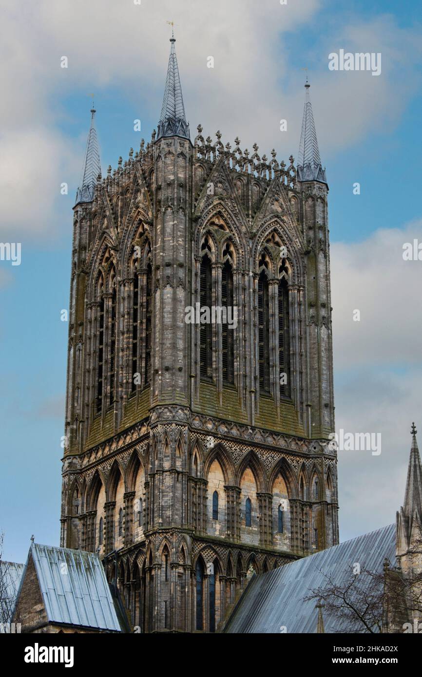 Lincoln Cathedral Tower, Lincolnshire, England Stockfoto