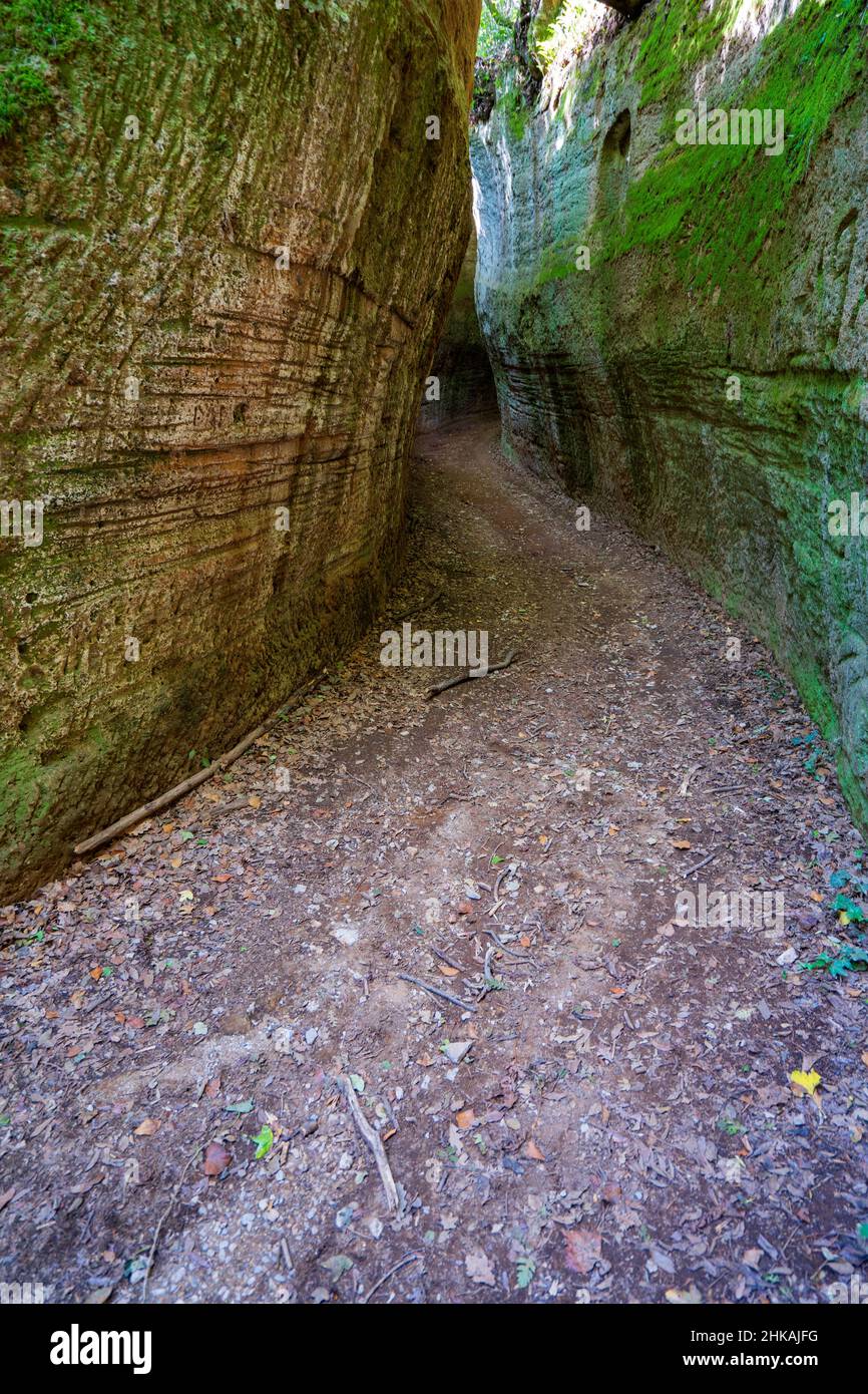 Etruskische Nekropole von Sovana, Höhle Vie, Toskana, Italien, Europa Stockfoto