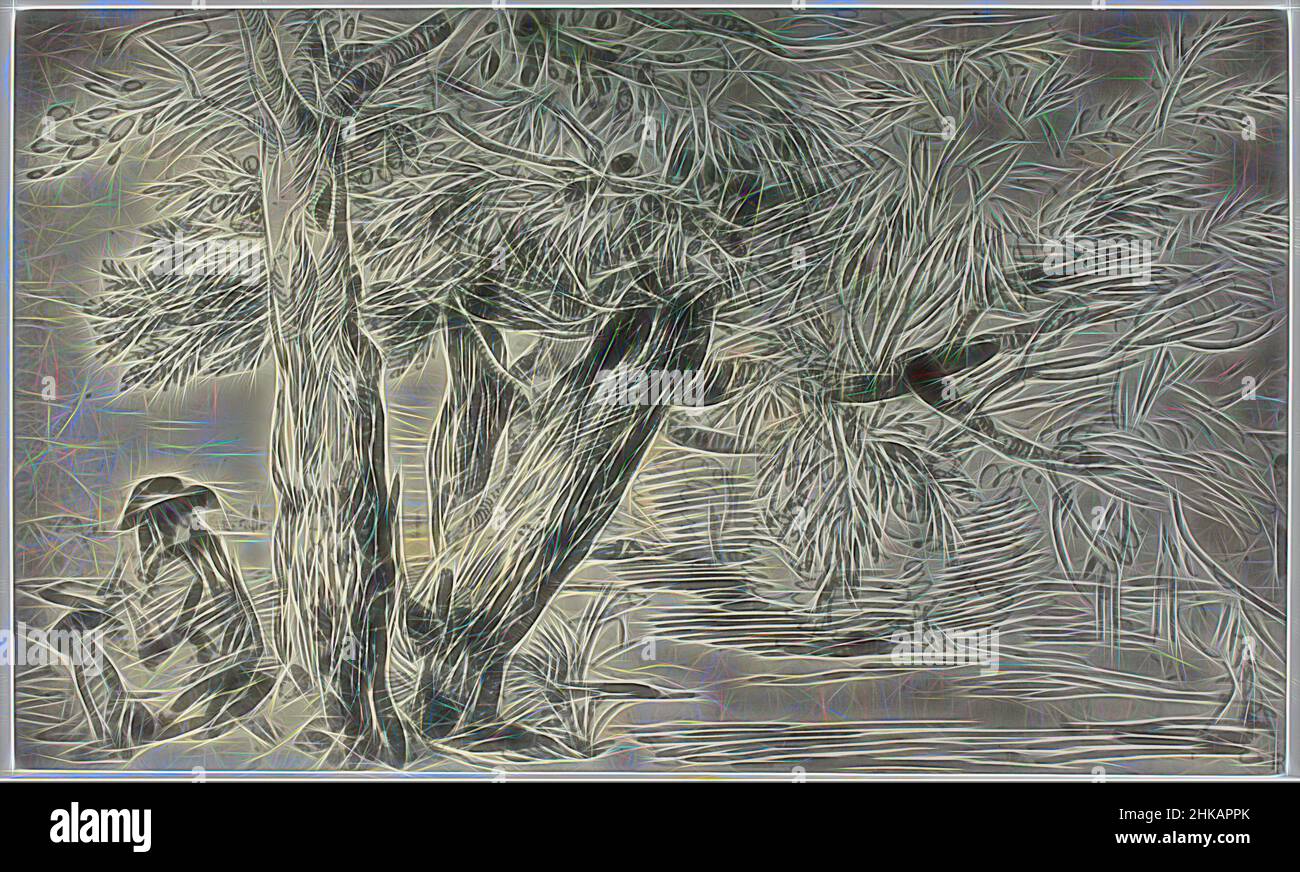 Inspiriert von Jan Lievens, A Landscape, Fotoproduktion der Zeichnung in 'The Reveley Collection of Drawings at Brynygwin', Abb. 22., Philip Henry Delamotte, Thomas Frederick Hardwich, 1855 - 1858, Papier, Albumenprint, Höhe 177 mm × Breite 293 mm, neu gestaltet von Artotop. Klassische Kunst neu erfunden mit einem modernen Twist. Design von warmen fröhlichen Leuchten der Helligkeit und Lichtstrahl Strahlkraft. Fotografie inspiriert von Surrealismus und Futurismus, umarmt dynamische Energie der modernen Technologie, Bewegung, Geschwindigkeit und Kultur zu revolutionieren Stockfoto