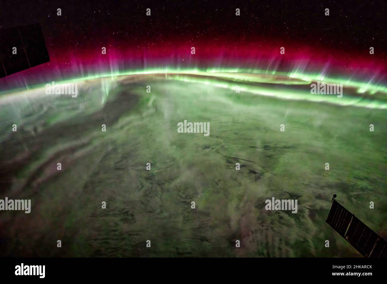 Aurora Borealis oder Polarlichter. Digitale Bildverbesserung durch die NASA Stockfoto