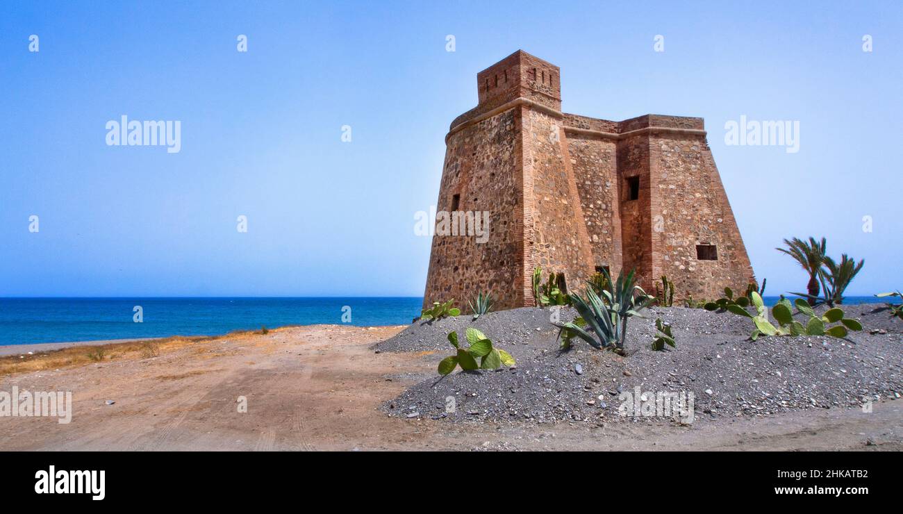 Schloss Macenas, Strand Von Macenas, Mojácar, Almería, Andalucía, Spanien, Europa Stockfoto