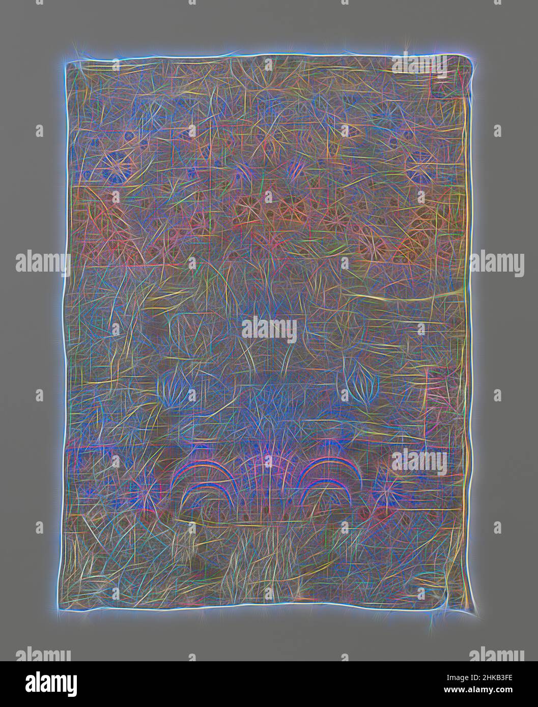 Inspiriert von Fragment aus Seidenstoff mit Muster von fächerförmigen Bouquet umgeben von Blumenkranz, Fragment von Seidenstoff aus 3 Stück zusammen mit Muster von fächerförmigen Bouquet iomended von Blumenkranz., Spanien, c. 1695 - c. 1705, ketting en inslag: Seide, Lampas (textiles Material), Höhe, neu erfunden von Artotop. Klassische Kunst neu erfunden mit einem modernen Twist. Design von warmen fröhlichen Leuchten der Helligkeit und Lichtstrahl Strahlkraft. Fotografie inspiriert von Surrealismus und Futurismus, umarmt dynamische Energie der modernen Technologie, Bewegung, Geschwindigkeit und Kultur zu revolutionieren Stockfoto