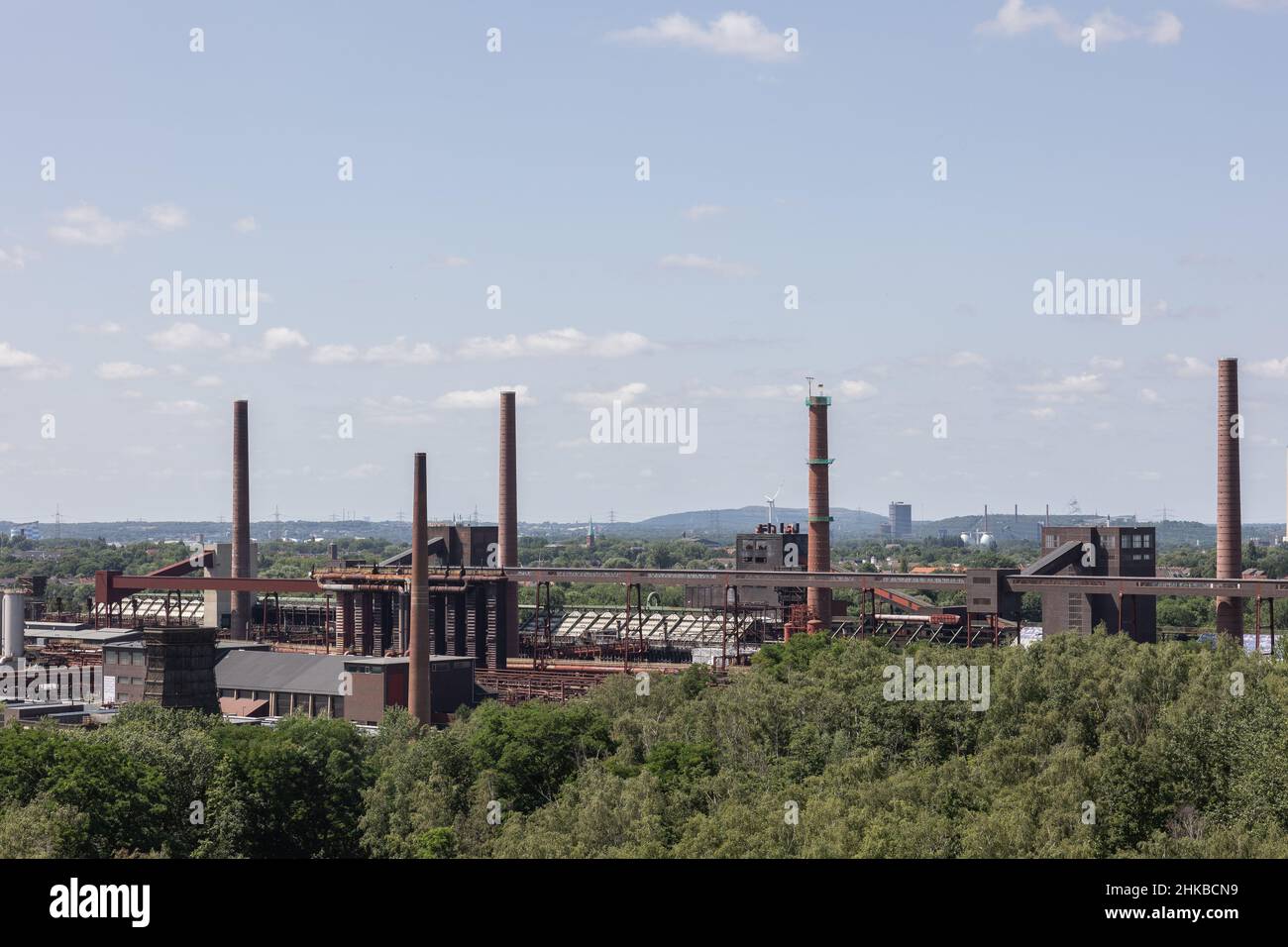 Panoramablick auf Teile des ehemaligen Kohlebergwerks Zeche Zollverein (UNESCO-Weltkulturerbe) Stockfoto