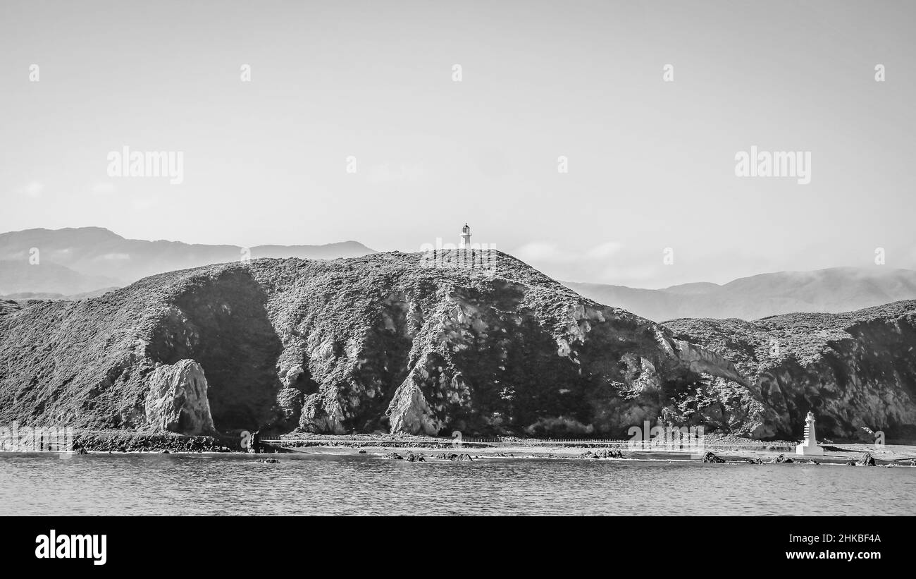 Zum vielfältigen Angebot an touristischen Head Lighthouse, Wellington, Neuseeland Stockfoto
