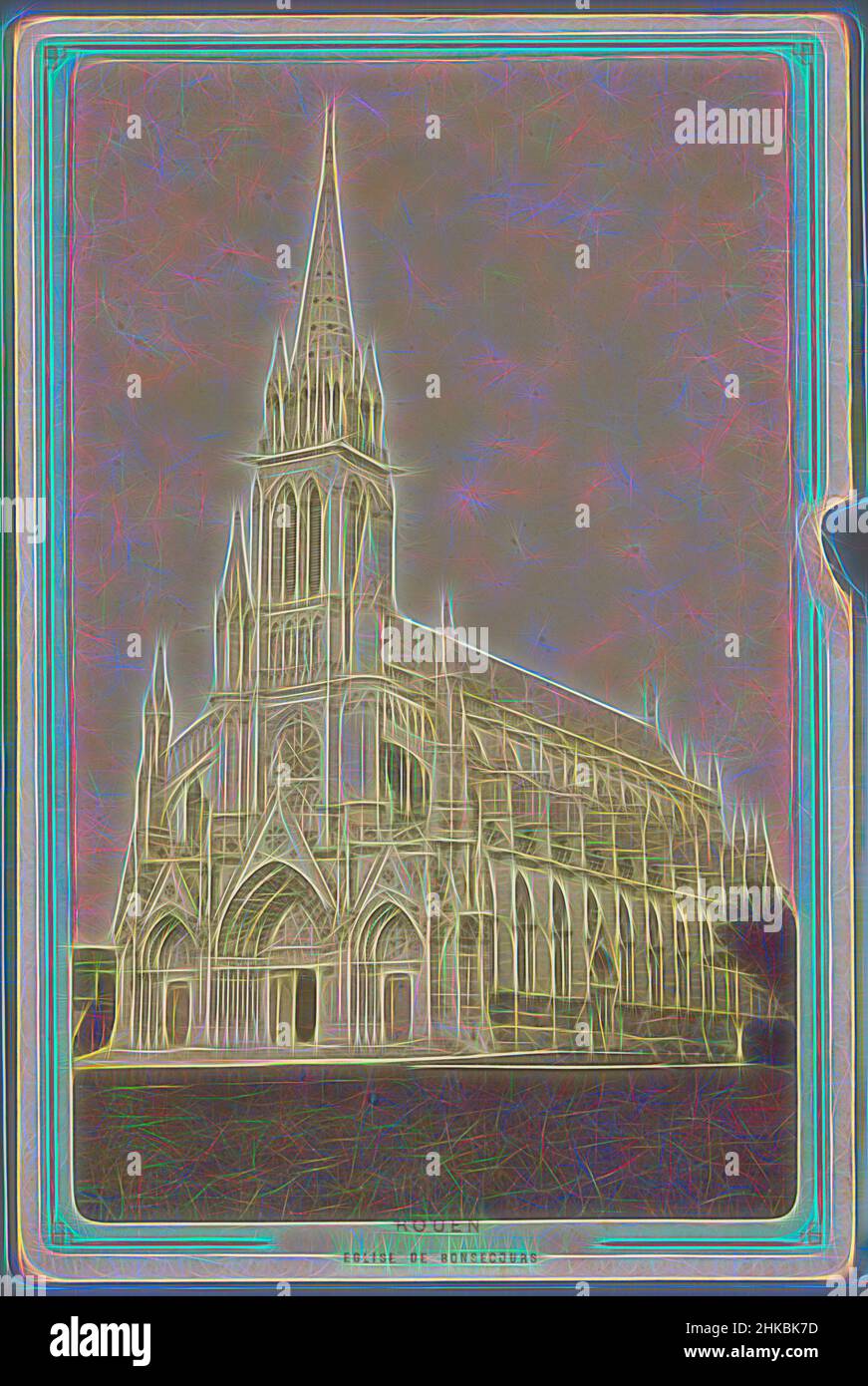 Inspiriert von der gotischen Kathedrale in Rouen, Rouen, c. 1870 - c. 1890, Papier, Albumendruck, neu erfunden von Artotop. Klassische Kunst neu erfunden mit einem modernen Twist. Design von warmen fröhlichen Leuchten der Helligkeit und Lichtstrahl Strahlkraft. Fotografie inspiriert von Surrealismus und Futurismus, umarmt dynamische Energie der modernen Technologie, Bewegung, Geschwindigkeit und Kultur zu revolutionieren Stockfoto
