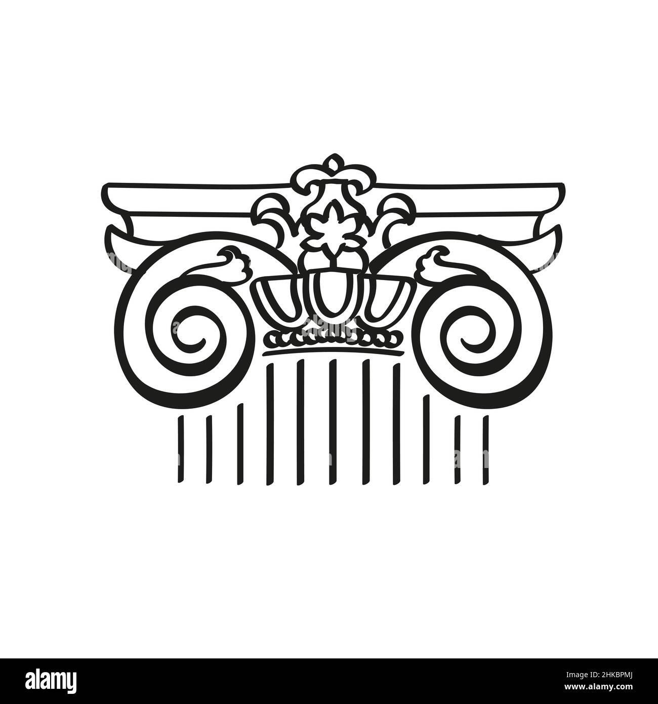 Klassisches Element der Säulenarchitektur. Von Hand gezeichnete Säulenform Stock Vektor