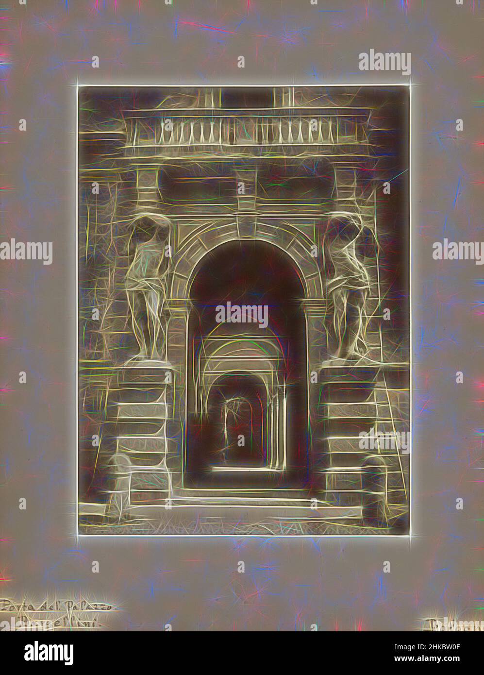 Inspiriert vom Tor des Palazzo Davia Bargellini in Bologna, Porta del.'Palazzo. Bargellini. Bologna, Bologna, c. 1875 - c. 1900, Albumendruck, Höhe 210 mm × Breite 155 mm, neu gestaltet von Artotop. Klassische Kunst neu erfunden mit einem modernen Twist. Design von warmen fröhlichen Leuchten der Helligkeit und Lichtstrahl Strahlkraft. Fotografie inspiriert von Surrealismus und Futurismus, umarmt dynamische Energie der modernen Technologie, Bewegung, Geschwindigkeit und Kultur zu revolutionieren Stockfoto