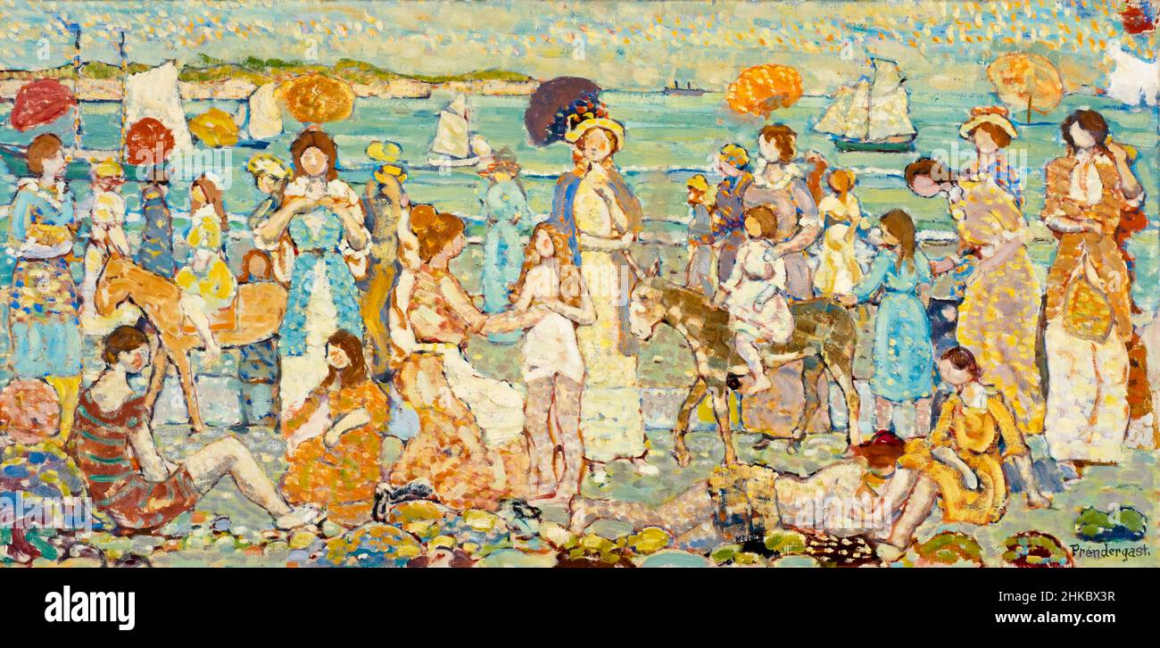 Der Strand Nr. 3, Gemälde von Maurice Prendergast, 1914-1915 Stockfoto