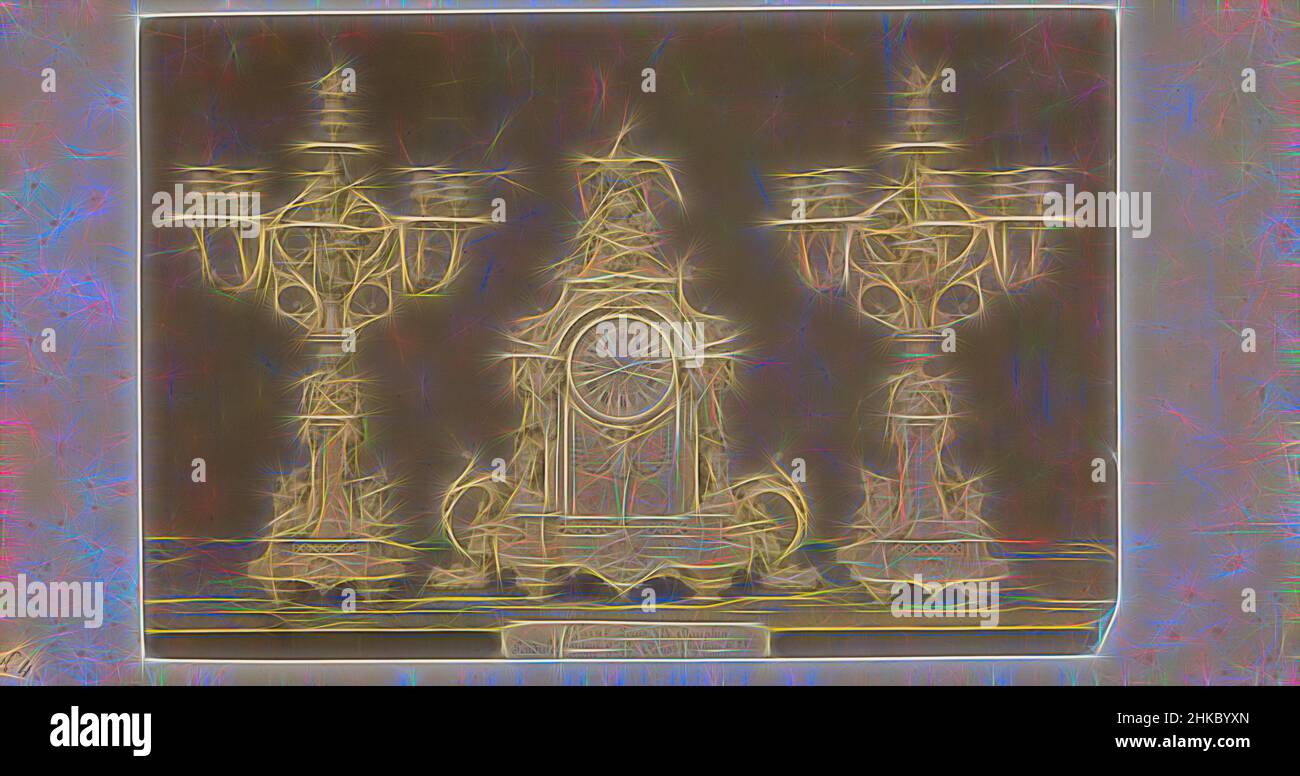 Inspiriert von Tischuhr mit zwei Kerzenständern, verziert mit einem Vogel, Dekorierung Louis XIV Dauphin, Europa, c. 1875 - c. 1900, Albumendruck, Höhe 214 mm × Breite 325 mm, neu gestaltet von Artotop. Klassische Kunst neu erfunden mit einem modernen Twist. Design von warmen fröhlichen Leuchten der Helligkeit und Lichtstrahl Strahlkraft. Fotografie inspiriert von Surrealismus und Futurismus, umarmt dynamische Energie der modernen Technologie, Bewegung, Geschwindigkeit und Kultur zu revolutionieren Stockfoto Inspiriert von Tischuhr mit zwei Kerzenständern, verziert mit einem Vogel, Dekorierung Louis XIV Dauphin, Europa, c. 1875 - c. 1900, Albumendruck, Höhe 214 mm × Breite 325 mm, neu gestaltet von Artotop. Klassische Kunst neu erfunden mit einem modernen Twist. Design von warmen fröhlichen Leuchten der Helligkeit und Lichtstrahl Strahlkraft. Fotografie inspiriert von Surrealismus und Futurismus, umarmt dynamische Energie der modernen Technologie, Bewegung, Geschwindigkeit und Kultur zu revolutionieren Stockfoto