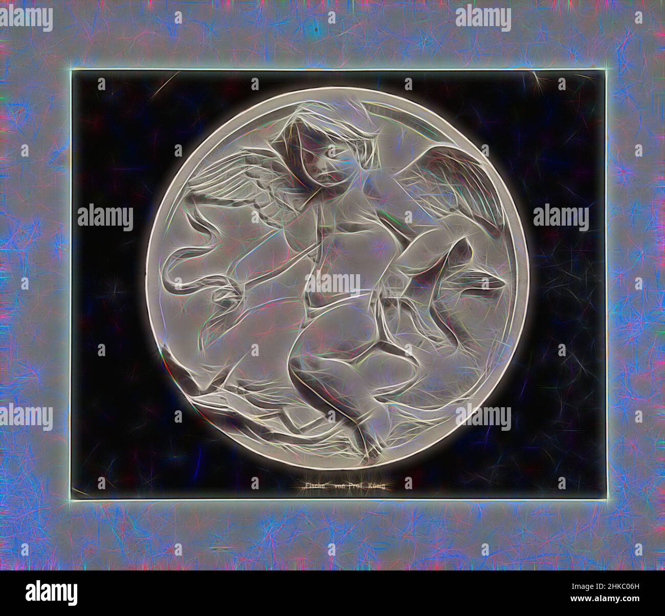 Inspiriert von Relief eines Putto auf ein Meerestier, möglicherweise ein Delphin,Fische von Prof. König, Josef Löwy, Europe, c.. 1875 - c. 1900, Albumendruck, Höhe 215 mm × Breite 270 mm, neu gestaltet von Artotop. Klassische Kunst neu erfunden mit einem modernen Twist. Design von warmen fröhlichen Leuchten der Helligkeit und Lichtstrahl Strahlkraft. Fotografie inspiriert von Surrealismus und Futurismus, umarmt dynamische Energie der modernen Technologie, Bewegung, Geschwindigkeit und Kultur zu revolutionieren Stockfoto