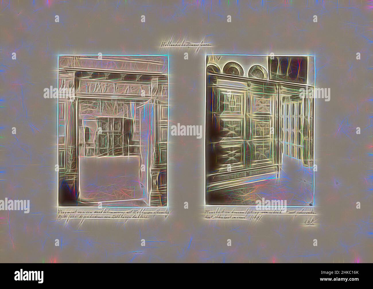 Inspiriert von Blick auf zwei Wandverkleidungen, links Wandverkleidungen mit Reliefs, die Lot und seine Töchter darstellen, rechts Wandschrank und Türrahmen., Niederlande, c. 1875 - c. 1900, Höhe 315 mm × Breite 446 mm, neu gestaltet von Artotop. Klassische Kunst neu erfunden mit einem modernen Twist. Design von warmen fröhlichen Leuchten der Helligkeit und Lichtstrahl Strahlkraft. Fotografie inspiriert von Surrealismus und Futurismus, umarmt dynamische Energie der modernen Technologie, Bewegung, Geschwindigkeit und Kultur zu revolutionieren Stockfoto