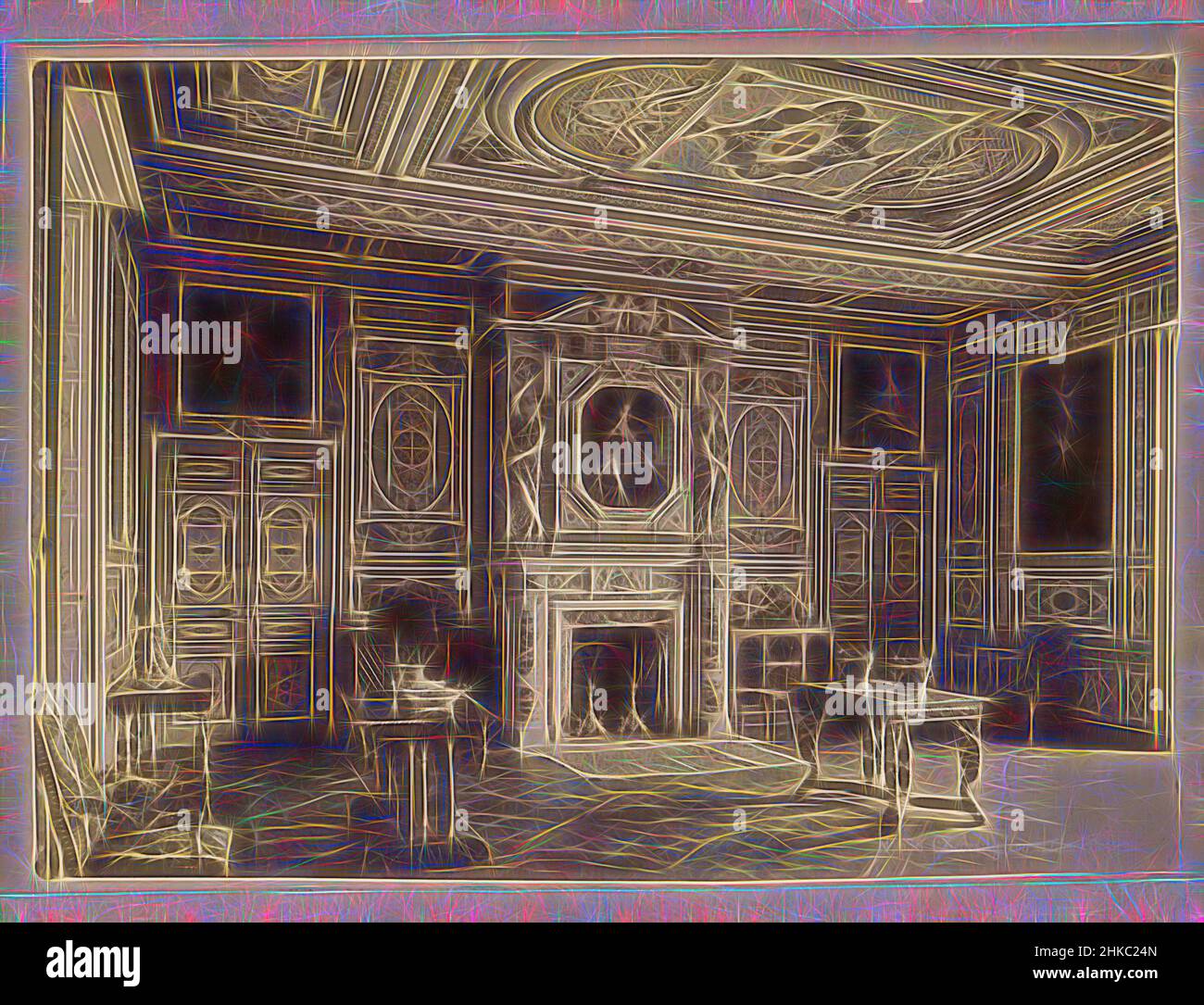 Inspiriert vom Innenraum des Großen Salons im Schloss von Cheverny, Cheverny (Loir et Cher) Château, Séraphin-Médéric Mieusement, Kasteel van Cheverny, c. 1875 - c. 1900, Albumendruck, Höhe 268 mm × Breite 385 mm, neu gestaltet von Artotop. Klassische Kunst neu erfunden mit einem modernen Twist. Design von warmen fröhlichen Leuchten der Helligkeit und Lichtstrahl Strahlkraft. Fotografie inspiriert von Surrealismus und Futurismus, umarmt dynamische Energie der modernen Technologie, Bewegung, Geschwindigkeit und Kultur zu revolutionieren Stockfoto