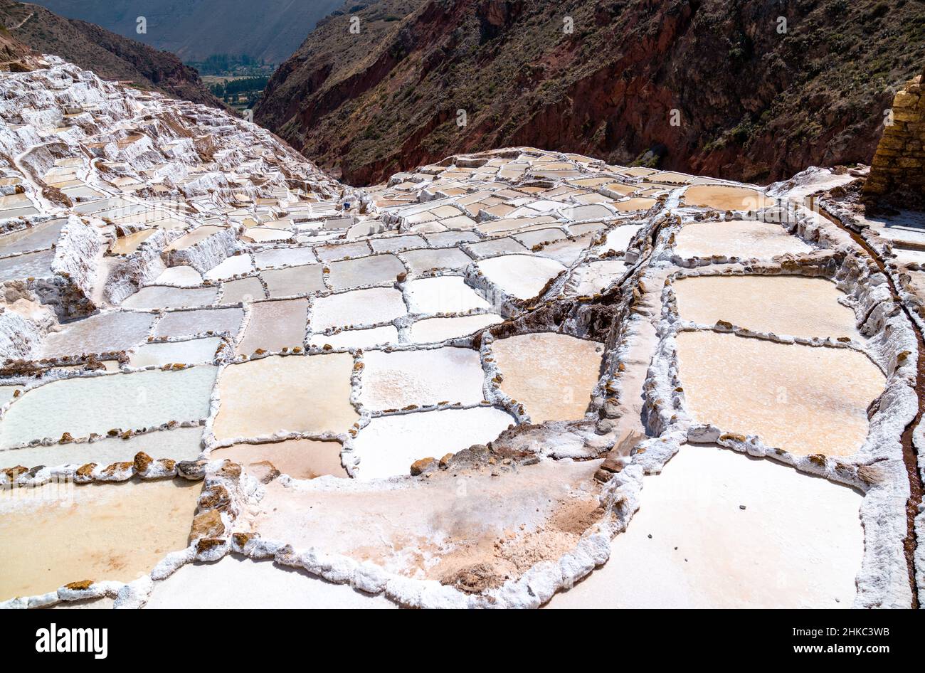 Salzminen von Maras in Peru Stockfoto