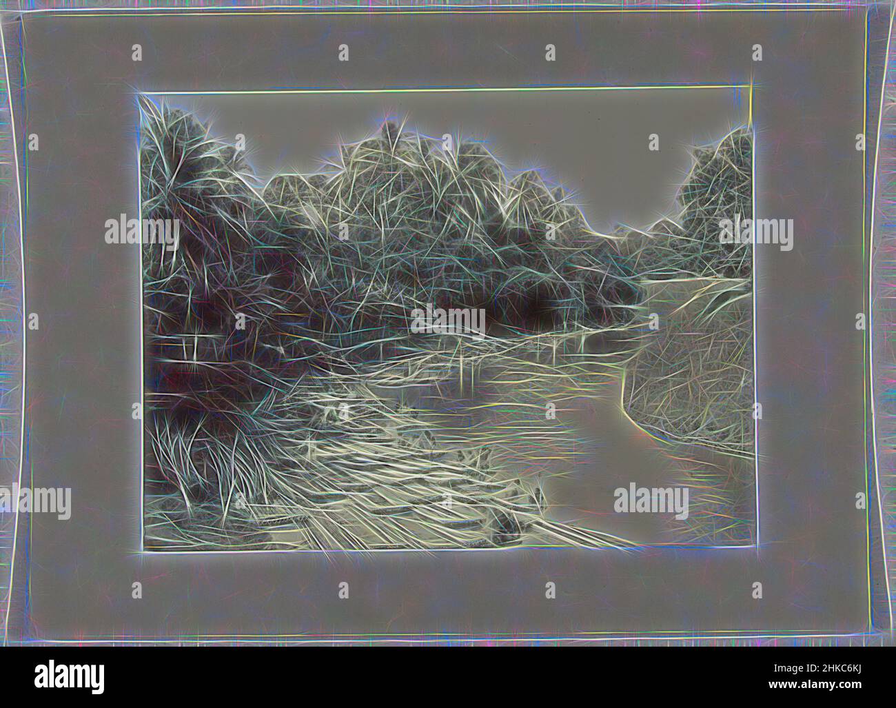Inspiriert durch das Waschen auf Bambusflossen im Tjiliwoeng bei Meister Cornelis im Jahr Batavia45. Meister Cornelis, Bambusflöße, auf denen die Wäsche gewaschen wird, im Tjiliwoeng in der Nähe von Meister Cornelis in Batavia (Jakarta), Niederländisch-Indien, Batavia, c. 1895 - c. 1915, Papier, Silbergelatine-Druck, Höhe 180 mm, neu gestaltet von Artotop. Klassische Kunst neu erfunden mit einem modernen Twist. Design von warmen fröhlichen Leuchten der Helligkeit und Lichtstrahl Strahlkraft. Fotografie inspiriert von Surrealismus und Futurismus, umarmt dynamische Energie der modernen Technologie, Bewegung, Geschwindigkeit und Kultur zu revolutionieren Stockfoto