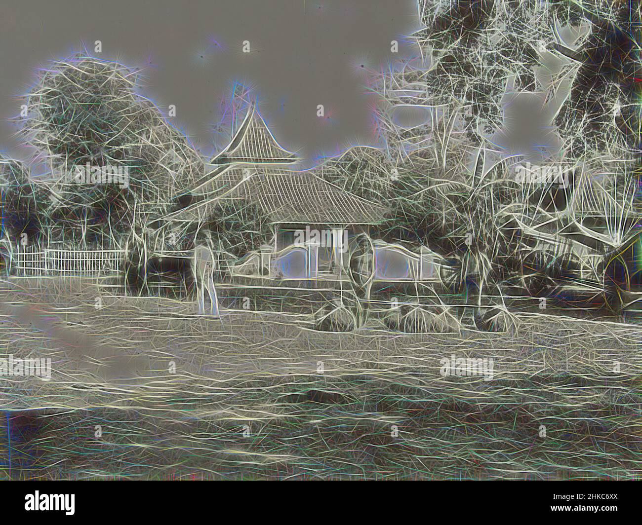 Inspiriert von Men in der Nähe eines Hauses im Jahr Bandung61. In 't Bandungsche, Men near a House, Bandung, Dutch East Indies, Dutch East Indies, The, c. 1895 - c. 1915, Papier, Silbergelatine-Druck, Höhe 180 mm × Breite 240 mmhöhe 243 mm × Breite 329 mm, neu gestaltet von Artotop. Klassische Kunst neu erfunden mit einem modernen Twist. Design von warmen fröhlichen Leuchten der Helligkeit und Lichtstrahl Strahlkraft. Fotografie inspiriert von Surrealismus und Futurismus, umarmt dynamische Energie der modernen Technologie, Bewegung, Geschwindigkeit und Kultur zu revolutionieren Stockfoto