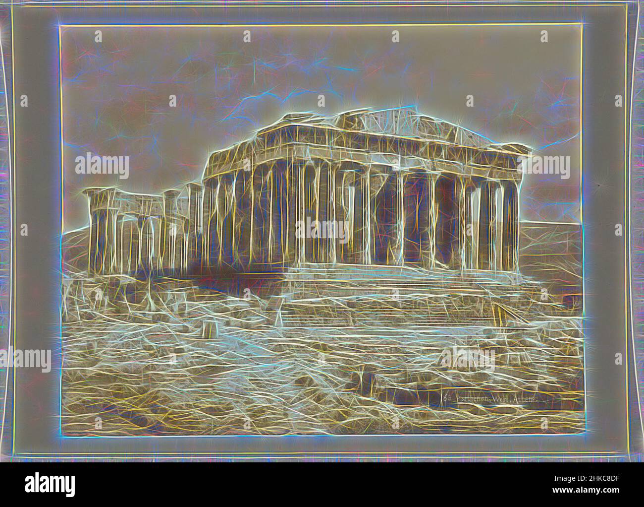 Inspiriert von der Westseite des Parthenon, Athens16B Parthenon, West. Athen, Athene, c. 1895 - c. 1915, Papier, Kollotyp, Höhe 218 mm × Breite 278 mmhöhe 239 mm × Breite 328 mm, neu erfunden von Artotop. Klassische Kunst neu erfunden mit einem modernen Twist. Design von warmen fröhlichen Leuchten der Helligkeit und Lichtstrahl Strahlkraft. Fotografie inspiriert von Surrealismus und Futurismus, umarmt dynamische Energie der modernen Technologie, Bewegung, Geschwindigkeit und Kultur zu revolutionieren Stockfoto