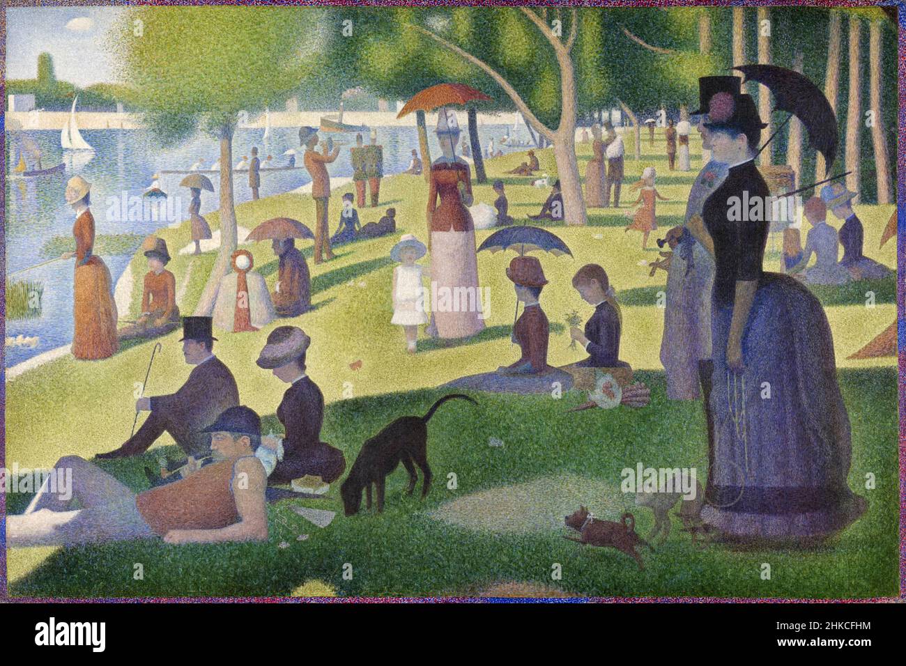 Ein Sonntagnachmittag auf der Insel La Grande Jatte [UN dimanche après-Midi à l'Île de la Grande Jatte] von Georges Seurat (1859-1891) malte 1884-86 mit seiner pointillistischen oder neoimpressionistischen Technik. Stockfoto