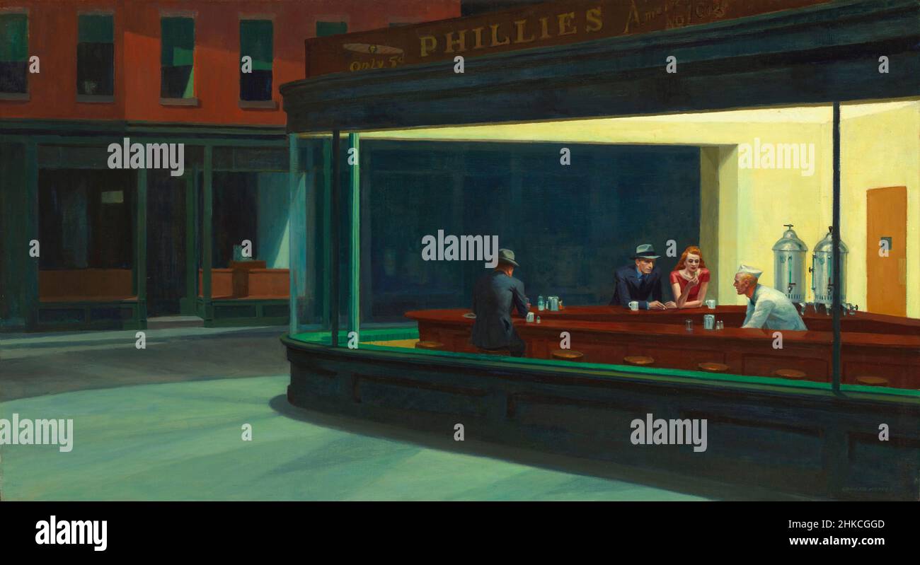 Nighthawks des amerikanischen realistischen Malers Edward Hopper (1882-1967), gemalt 1942 Stockfoto