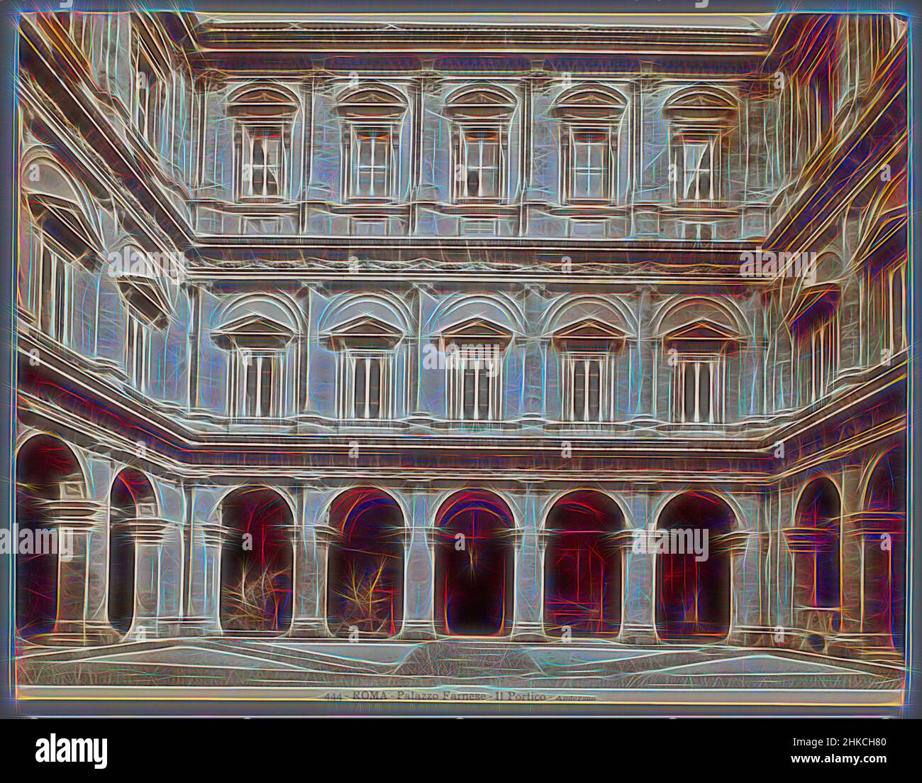 Inspiriert von Portico des Palazzo Farnese, Rom, Frontalansicht vom Innenhof des Palazzo Farnese in Rom., James Anderson, Rom, c. 1870 - c. 1880, Albumendruck, Höhe 204 mm × Breite 263 mm, neu gestaltet von Artotop. Klassische Kunst neu erfunden mit einem modernen Twist. Design von warmen fröhlichen Leuchten der Helligkeit und Lichtstrahl Strahlkraft. Fotografie inspiriert von Surrealismus und Futurismus, umarmt dynamische Energie der modernen Technologie, Bewegung, Geschwindigkeit und Kultur zu revolutionieren Stockfoto