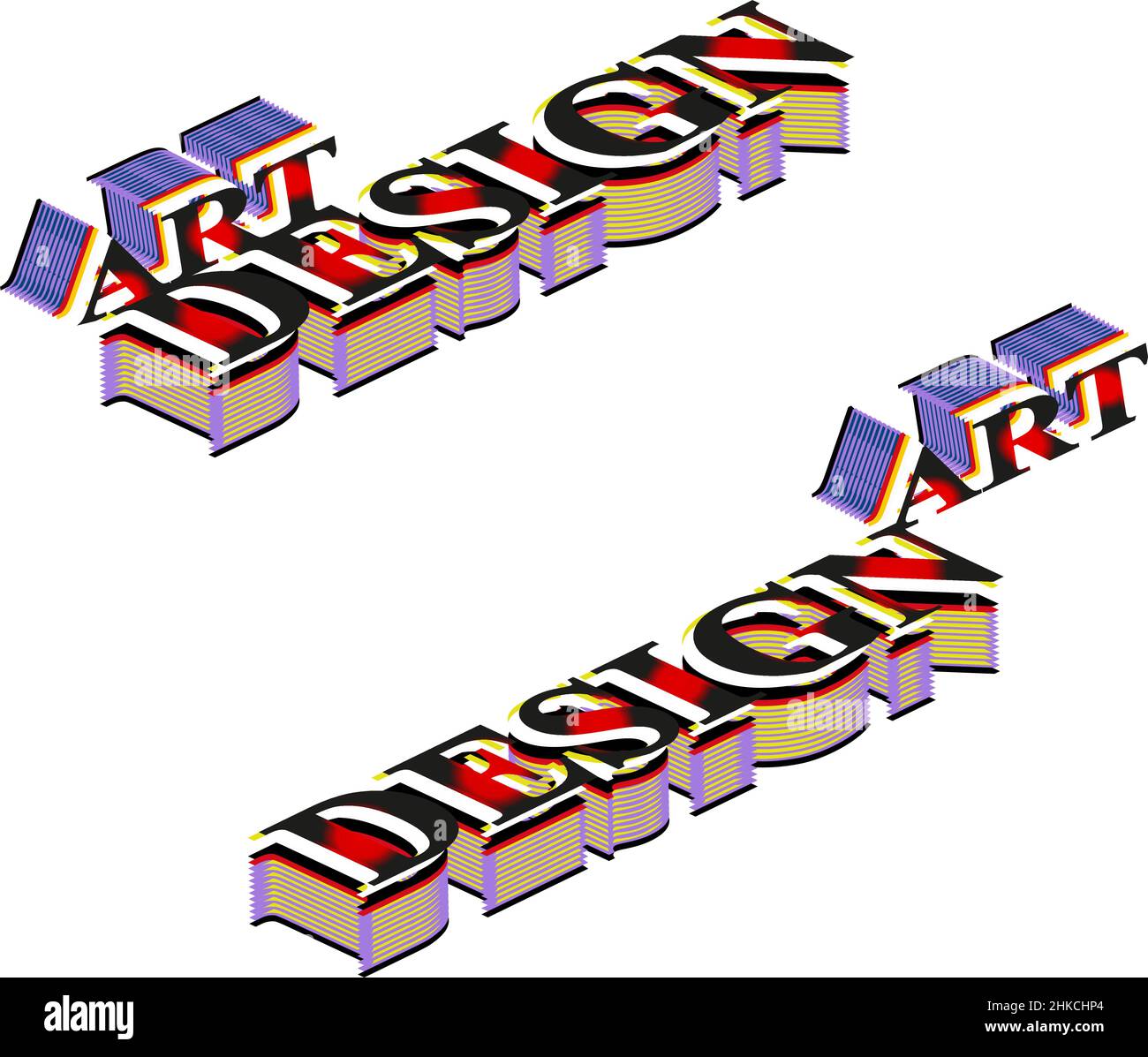 Isometrische Buchstaben Art Design, 3D Textwörter Stil, mit Striche Ebenen . Big Text Isometrie kreativen Vektor. Art Design abc Buchstaben Logo für Kunst Stock Vektor