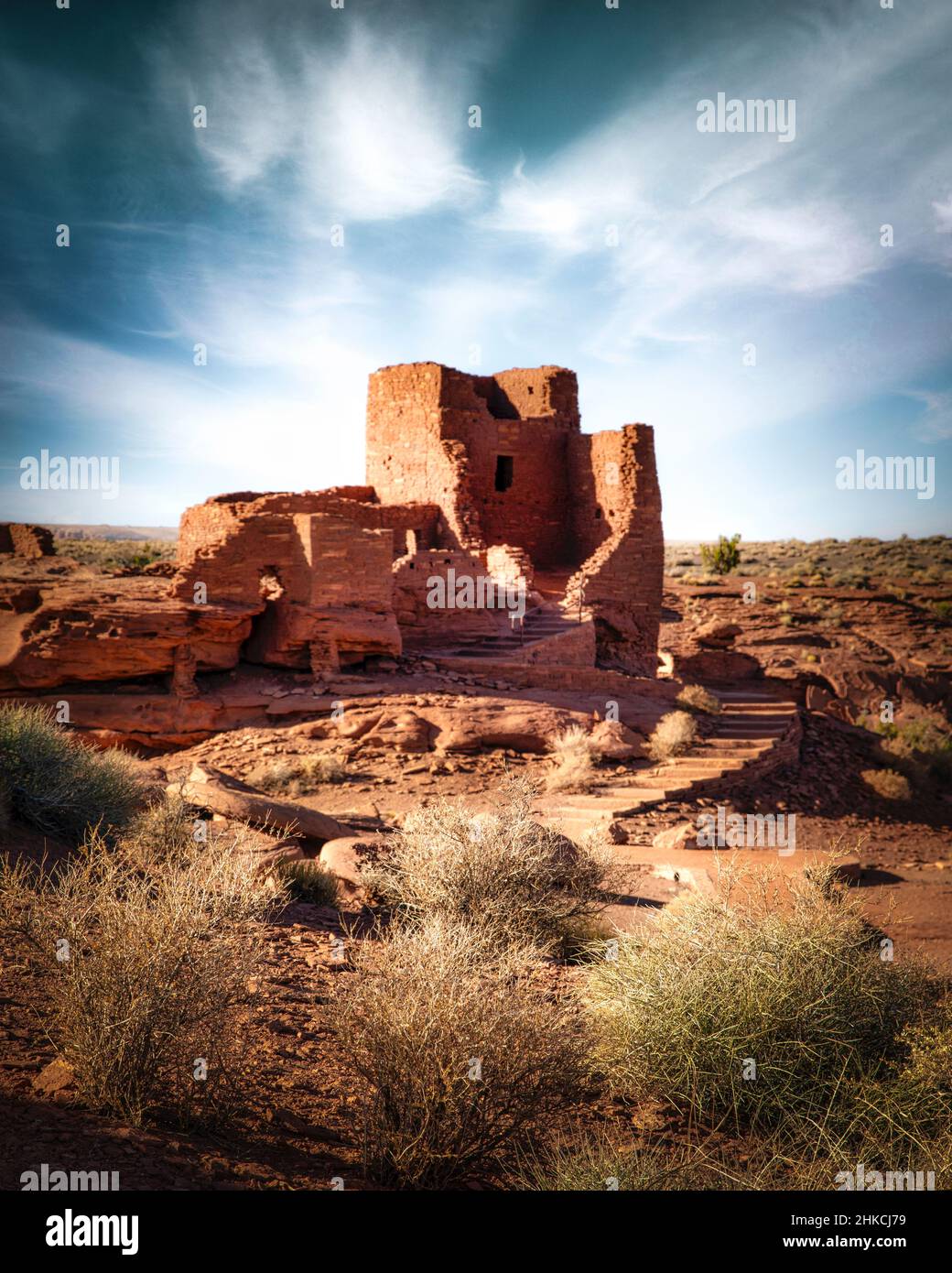 Die Ruinen der Wukoki Indianer im Wuptaki National Monument in der Nähe von Flagstaff, Arizona. Stockfoto