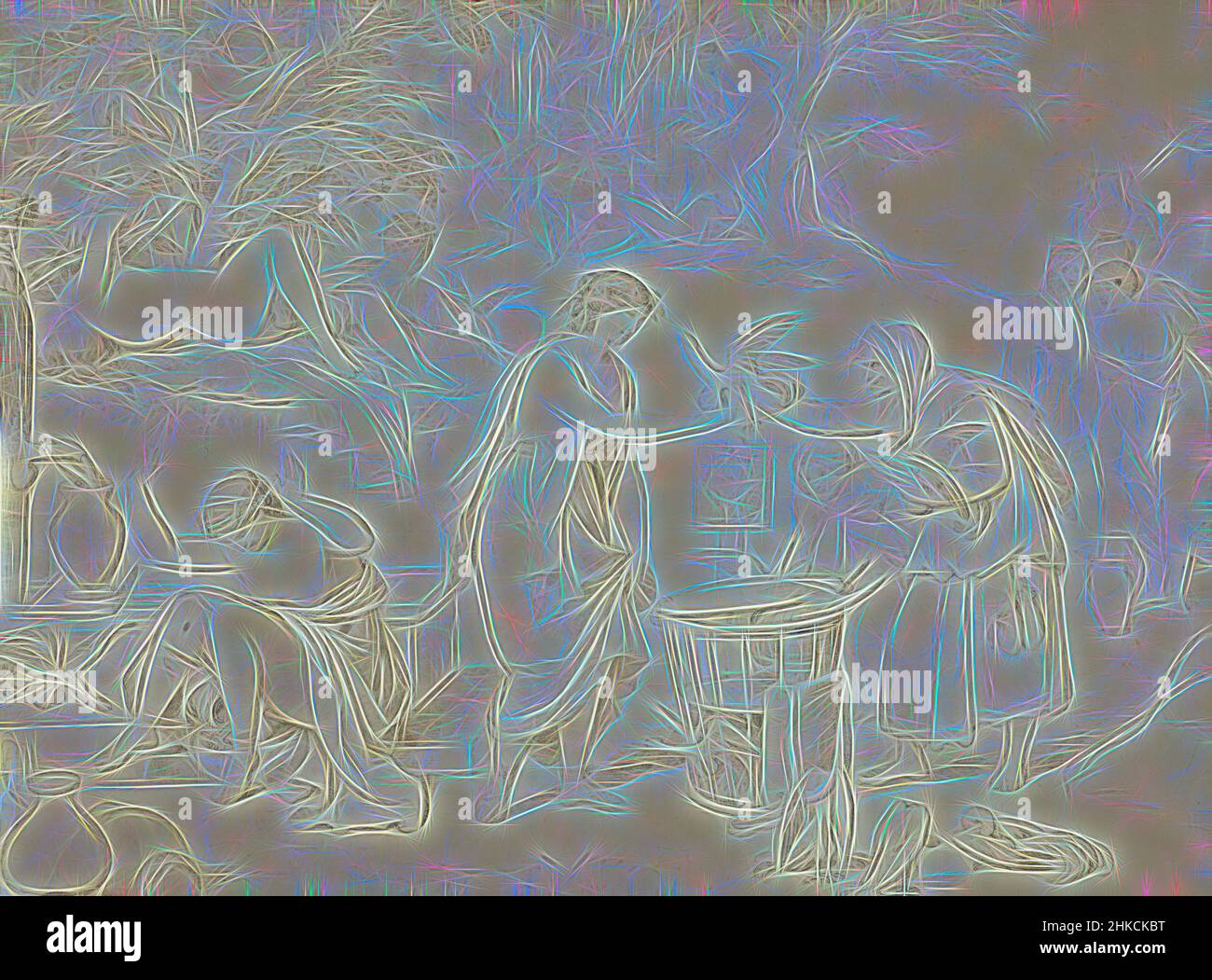 Inspiriert durch Reproduktion einer Zeichnung, die eine alte Frau zeigt, die geflügelte Phallus verkauft, c. 1900 - c. 1920, Albumendruck, Höhe 212 mm × Breite 293 mm, neu gestaltet von Artotop. Klassische Kunst neu erfunden mit einem modernen Twist. Design von warmen fröhlichen Leuchten der Helligkeit und Lichtstrahl Strahlkraft. Fotografie inspiriert von Surrealismus und Futurismus, umarmt dynamische Energie der modernen Technologie, Bewegung, Geschwindigkeit und Kultur zu revolutionieren Stockfoto