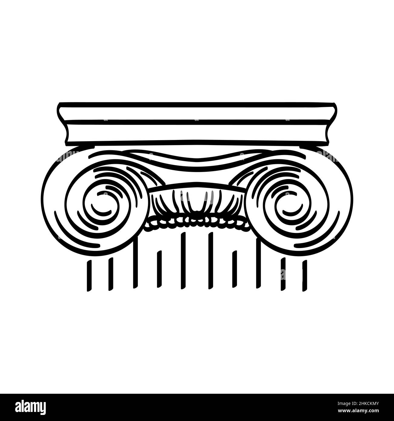 Klassisches Element der Säulenarchitektur. Von Hand gezeichnete Säulenform Stock Vektor