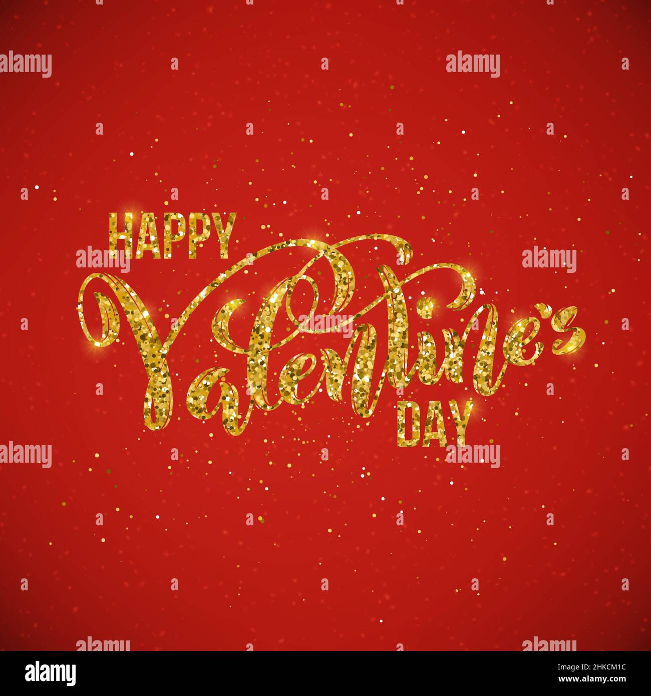 Poster mit handgezeichneten Schriftzügen, Happy Valentines Day. Funkelnde Kalligraphie, Vektorgrafik Stock Vektor
