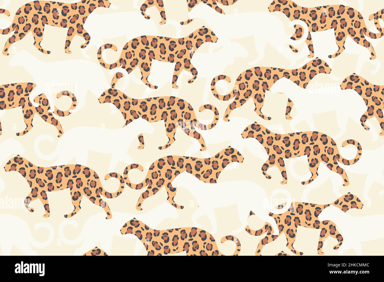 Vektor nahtloses Muster mit Leoparden Illustration Stock Vektor