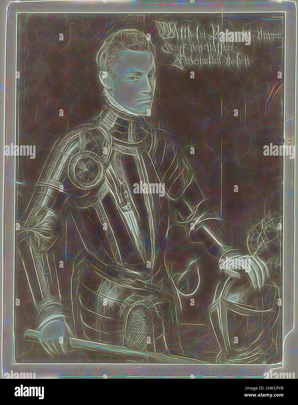 Inspiriert durch das Porträt von Wilhelm I., Prinz von Orange, Porträt von Wilhelm I. über seinem Namen und seinen Titeln., nach: Anthonis Mor, Niederlande, 1850 - 1930, Höhe 382 mm × Breite 293 mm, neu gestaltet von Artotop. Klassische Kunst neu erfunden mit einem modernen Twist. Design von warmen fröhlichen Leuchten der Helligkeit und Lichtstrahl Strahlkraft. Fotografie inspiriert von Surrealismus und Futurismus, umarmt dynamische Energie der modernen Technologie, Bewegung, Geschwindigkeit und Kultur zu revolutionieren Stockfoto