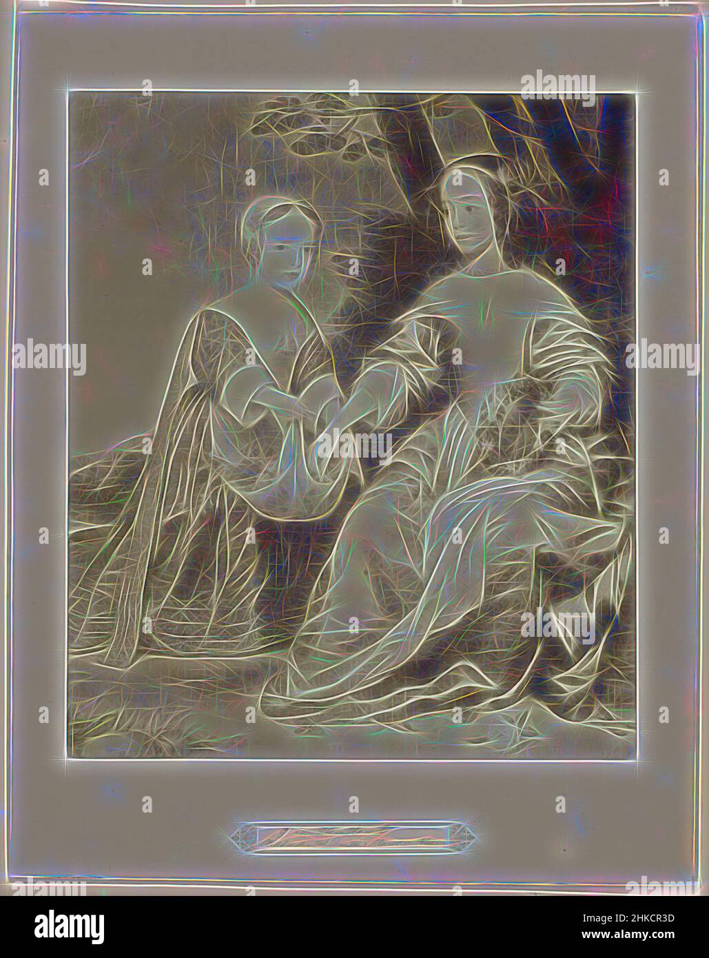 Inspiriert durch das Porträt von Wilhelm III., Prinz von Oranien, und Maria, Prinzessin von Oranien, nach: Gerard van Honthorst, Niederlande, 1850 - 1930, Höhe 244 mm × Breite 208 mm, neu gestaltet von Artotop. Klassische Kunst neu erfunden mit einem modernen Twist. Design von warmen fröhlichen Leuchten der Helligkeit und Lichtstrahl Strahlkraft. Fotografie inspiriert von Surrealismus und Futurismus, umarmt dynamische Energie der modernen Technologie, Bewegung, Geschwindigkeit und Kultur zu revolutionieren Stockfoto