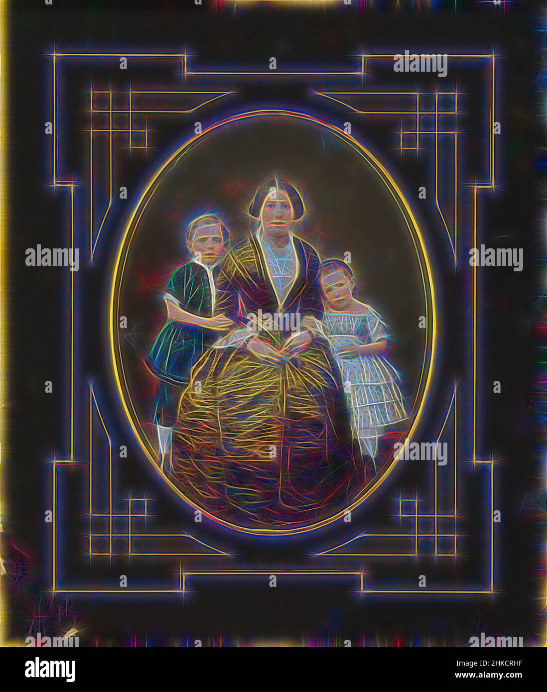 Inspiriert von Porträt einer Mutter mit zwei Kindern, c. 1880 - c. 1920, Papier, Höhe 192 mm × Breite 147 mm, neu gestaltet von Artotop. Klassische Kunst neu erfunden mit einem modernen Twist. Design von warmen fröhlichen Leuchten der Helligkeit und Lichtstrahl Strahlkraft. Fotografie inspiriert von Surrealismus und Futurismus, umarmt dynamische Energie der modernen Technologie, Bewegung, Geschwindigkeit und Kultur zu revolutionieren Stockfoto