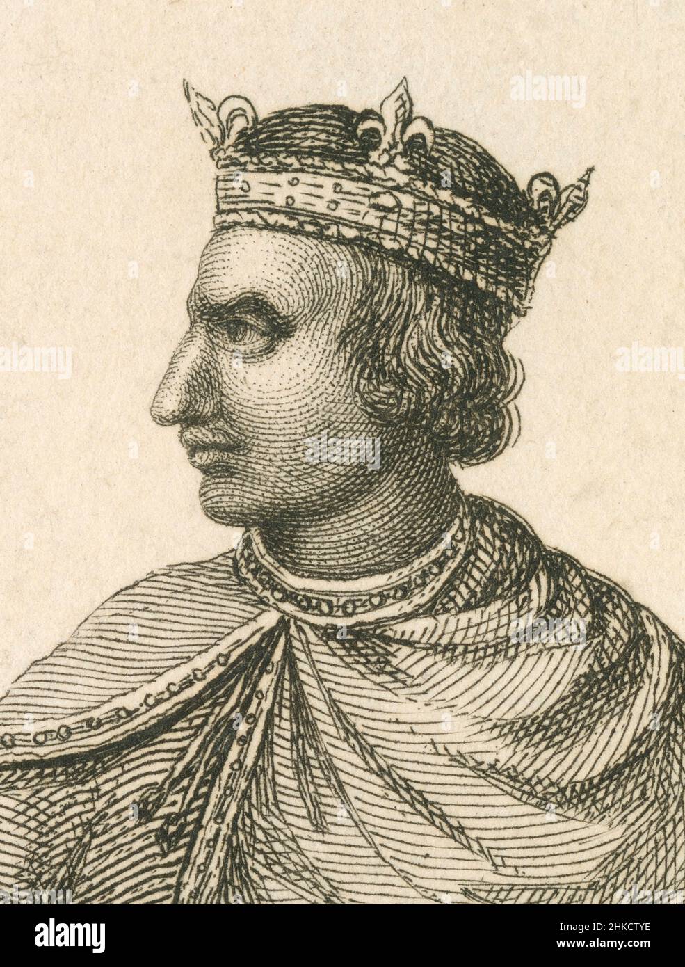 Antike Radierung von Heinrich I. von England um 1812. Heinrich I. (c1068-1135), auch bekannt als Henry Beauclerc, war von 1100 bis zu seinem Tod 1135 König von England. QUELLE: ORIGINALRADIERUNG Stockfoto