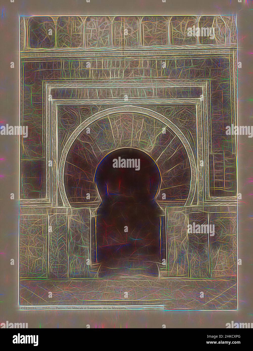 Inspiriert vom Tor der Gebetsnische (mihrāb) in der Mezquita in Córdoba, Córdoba. Puerta del Mihrab ó Santuario de la Mezquita, Juan Laurent, Mezquita, c. 1875 - c. 1900, Albumendruck, Höhe 379 mm × Breite 279 mm, neu gestaltet von Artotop. Klassische Kunst neu erfunden mit einem modernen Twist. Design von warmen fröhlichen Leuchten der Helligkeit und Lichtstrahl Strahlkraft. Fotografie inspiriert von Surrealismus und Futurismus, umarmt dynamische Energie der modernen Technologie, Bewegung, Geschwindigkeit und Kultur zu revolutionieren Stockfoto Inspiriert vom Tor der Gebetsnische (mihrāb) in der Mezquita in Córdoba, Córdoba. Puerta del Mihrab ó Santuario de la Mezquita, Juan Laurent, Mezquita, c. 1875 - c. 1900, Albumendruck, Höhe 379 mm × Breite 279 mm, neu gestaltet von Artotop. Klassische Kunst neu erfunden mit einem modernen Twist. Design von warmen fröhlichen Leuchten der Helligkeit und Lichtstrahl Strahlkraft. Fotografie inspiriert von Surrealismus und Futurismus, umarmt dynamische Energie der modernen Technologie, Bewegung, Geschwindigkeit und Kultur zu revolutionieren Stockfoto