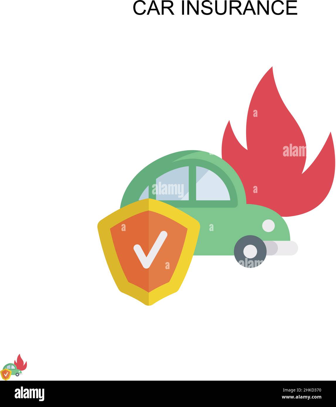 Kfz-Versicherung einfaches Vektor-Symbol. Illustration Symbol Design-Vorlage für Web mobile UI-Element. Stock Vektor