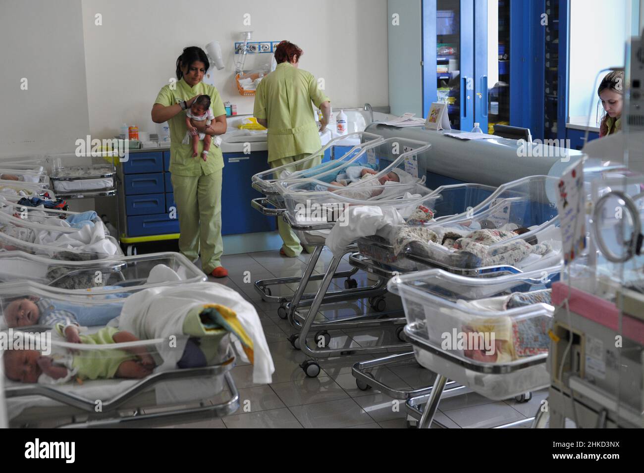 Rome, Italy 03/06/2010: Kinderkrippe Neugeborenes, Fabia Mater Clinic. © Andrea Sabbadini Stockfoto
