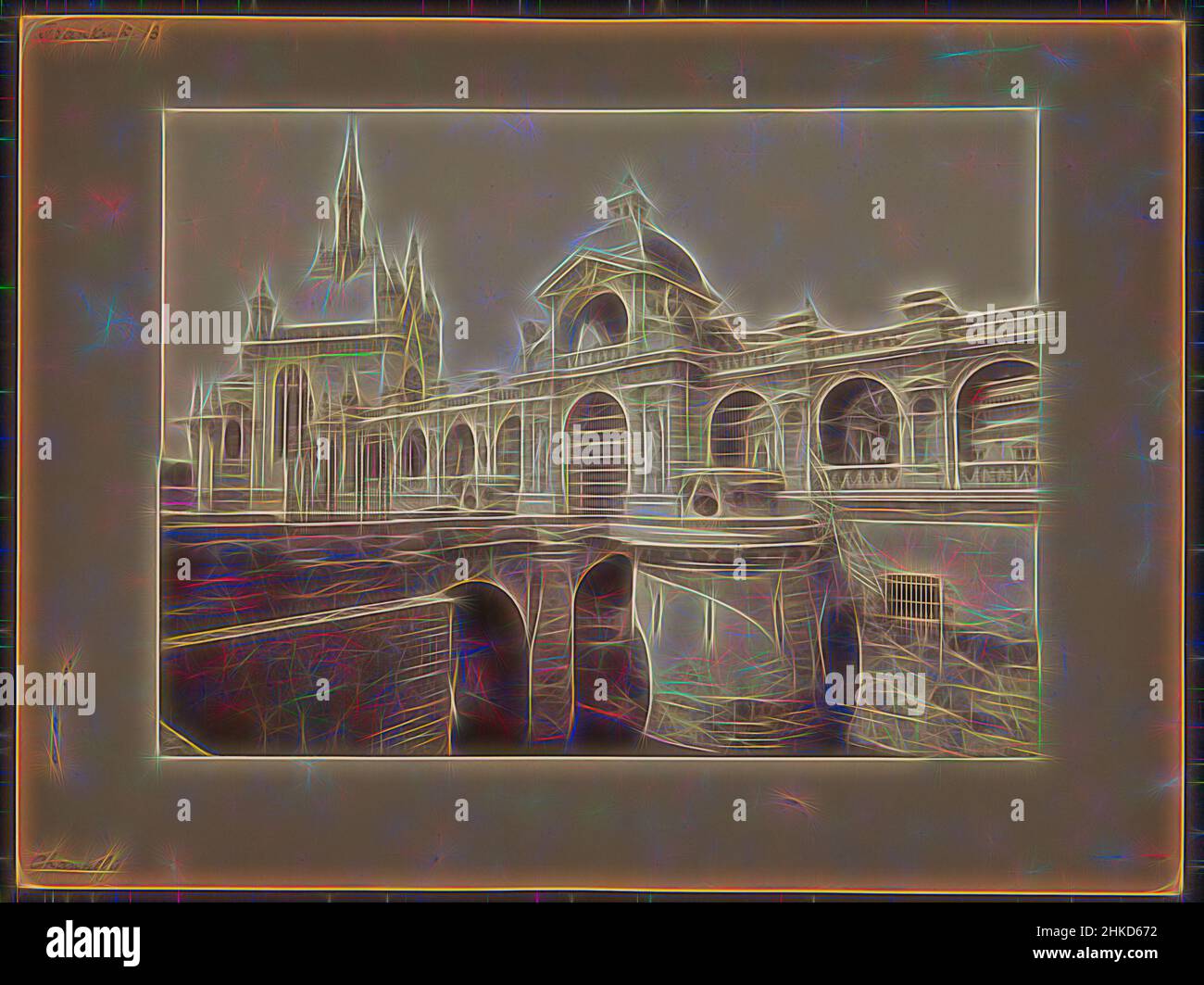 Inspiriert von Blick auf das Schloss von Chantilly, Château de Chantilly, 1850 - 1900, Albumendruck, Höhe 259 mm × Breite 346 mm, neu gestaltet von Artotop. Klassische Kunst neu erfunden mit einem modernen Twist. Design von warmen fröhlichen Leuchten der Helligkeit und Lichtstrahl Strahlkraft. Fotografie inspiriert von Surrealismus und Futurismus, umarmt dynamische Energie der modernen Technologie, Bewegung, Geschwindigkeit und Kultur zu revolutionieren Stockfoto