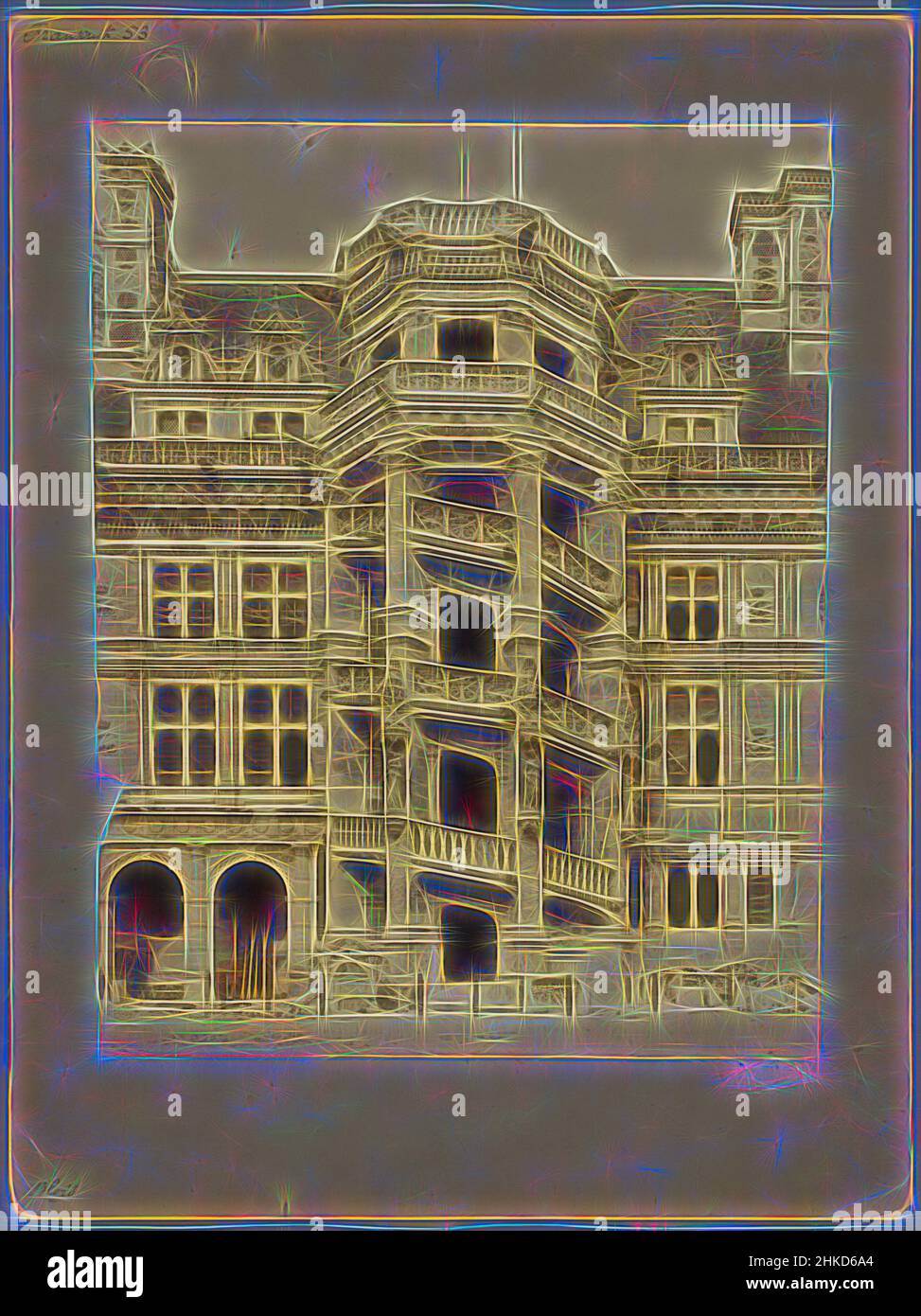 Inspiriert von Blick auf die Wendeltreppe des Schlosses von Blois, Kasteel van Blois, 1850 - 1900, Albumendruck, Höhe 344 mm × Breite 259 mm, neu gestaltet von Artotop. Klassische Kunst neu erfunden mit einem modernen Twist. Design von warmen fröhlichen Leuchten der Helligkeit und Lichtstrahl Strahlkraft. Fotografie inspiriert von Surrealismus und Futurismus, umarmt dynamische Energie der modernen Technologie, Bewegung, Geschwindigkeit und Kultur zu revolutionieren Stockfoto