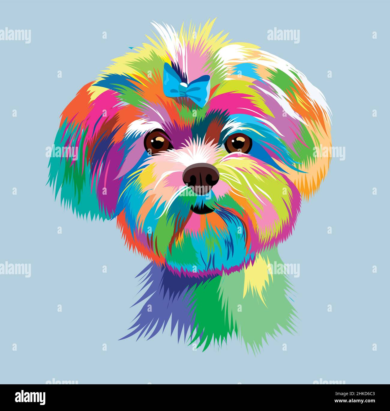 Kopf des kleinen farbigen Hundes in Pop Art Stock Vektor