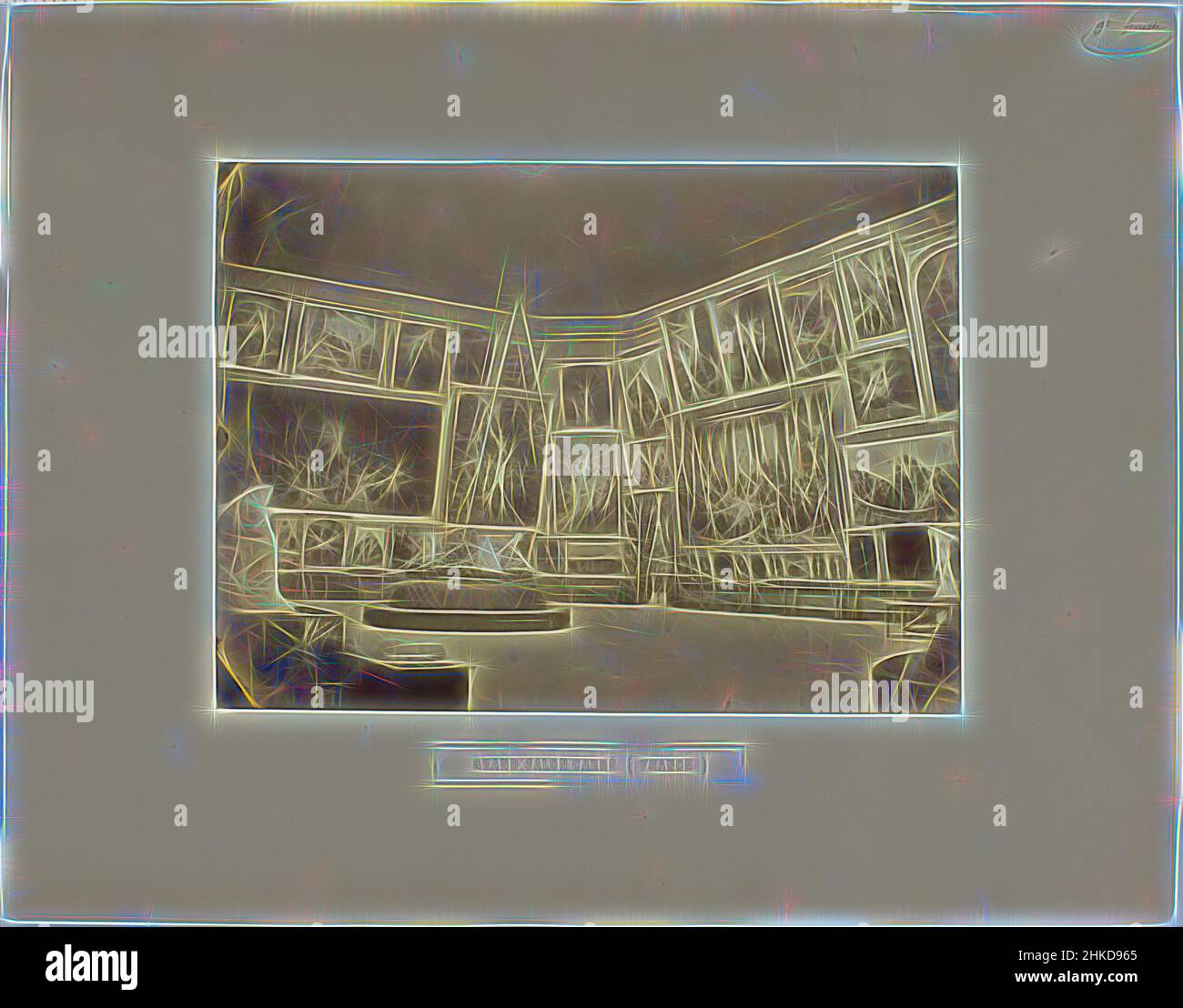 Inspiriert von Grand Salon Carré (Frankreich), Grand Salon Carré, Louvre, während der Ausstellung Universelle von 1855., André-Adolphe-Eugène Disdéri, Frankreich, 1855, Albumendruck, Höhe 277 mm × Breite 376 mm, neu gestaltet von Artotop. Klassische Kunst neu erfunden mit einem modernen Twist. Design von warmen fröhlichen Leuchten der Helligkeit und Lichtstrahl Strahlkraft. Fotografie inspiriert von Surrealismus und Futurismus, umarmt dynamische Energie der modernen Technologie, Bewegung, Geschwindigkeit und Kultur zu revolutionieren Stockfoto
