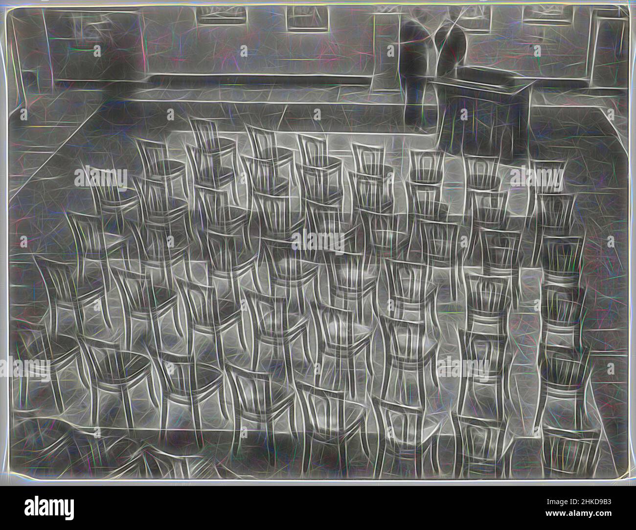 Inspiriert von Karl With und Konrad Adenauer vor einem leeren Raum mit Stühlen, möglicherweise Museum für Kunstgewerbe in Köln, Hannes Flach, Köln, 1925 - 1933, Barytapapier, Silbergelatine Print, Höhe 179 mm × Breite 234 mm, neu gestaltet von Artotop. Klassische Kunst neu erfunden mit einem modernen Twist. Design von warmen fröhlichen Leuchten der Helligkeit und Lichtstrahl Strahlkraft. Fotografie inspiriert von Surrealismus und Futurismus, umarmt dynamische Energie der modernen Technologie, Bewegung, Geschwindigkeit und Kultur zu revolutionieren Stockfoto