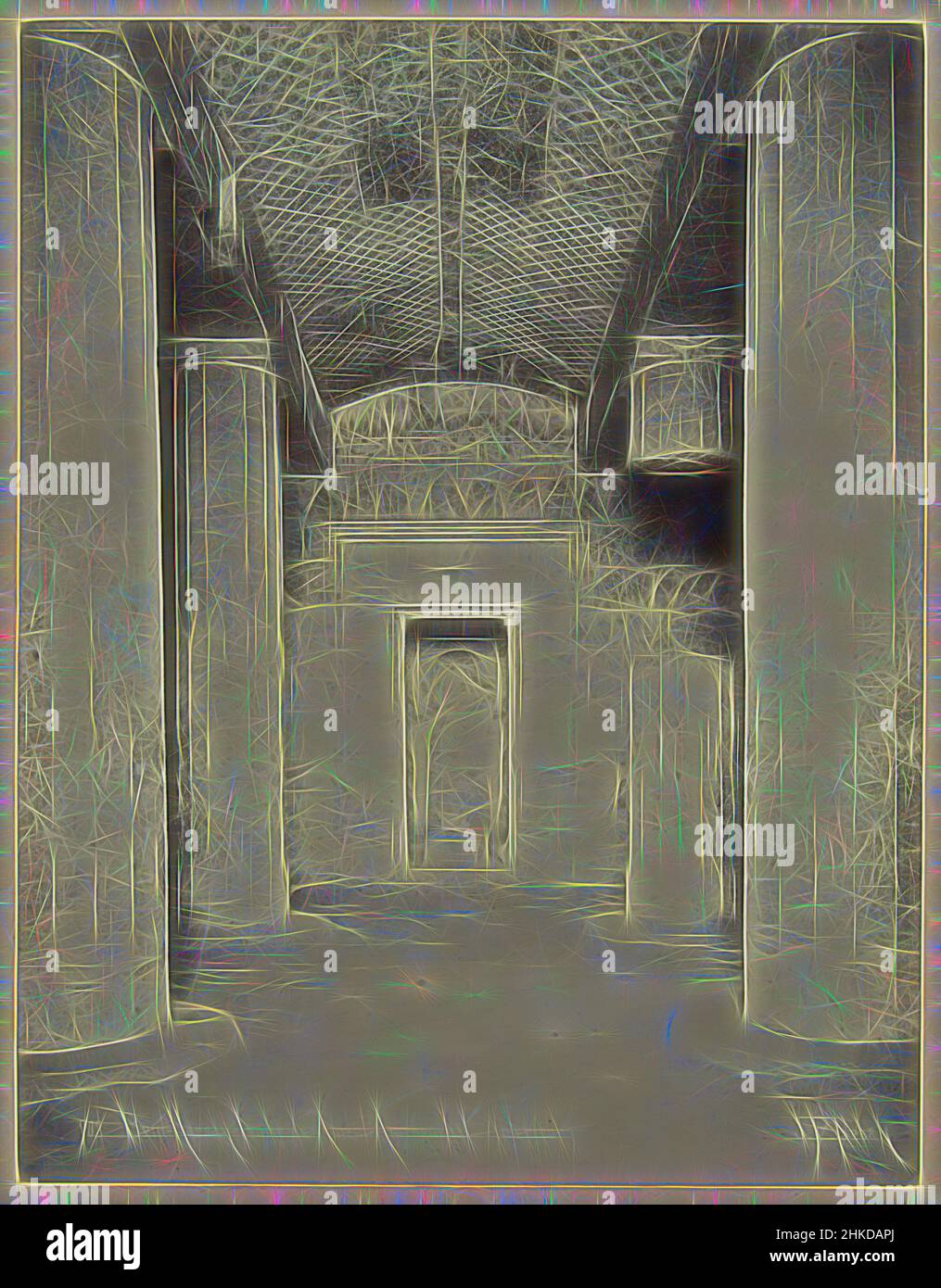 Inspiriert vom Grab von Amenemhat VI von Ägypten.E 58. Tempel in Beni Hassan (innen). Oberägypten., Ägypten 702 Beni Hassan Grab das Ameni Amenemhat Interieur, das Foto ist Teil der Serie von Fotografien aus Ägypten gesammelt von Richard Polak., Pascal Sébah, Egypte, c. 1888 - c. 1898, Papier, neu erfunden von Artotop. Klassische Kunst neu erfunden mit einem modernen Twist. Design von warmen fröhlichen Leuchten der Helligkeit und Lichtstrahl Strahlkraft. Fotografie inspiriert von Surrealismus und Futurismus, umarmt dynamische Energie der modernen Technologie, Bewegung, Geschwindigkeit und Kultur zu revolutionieren Stockfoto