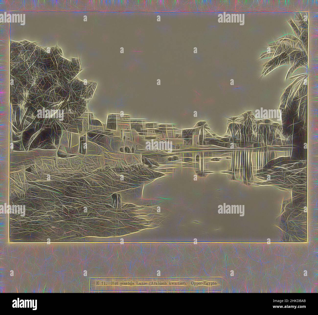 Inspiriert vom Fluss mit watenden Büffeln am Stadtrand von Luxor, E 71. Die Stadt Luxor (arabisches Viertel). Oberägypten., das Foto ist Teil der Serie von Fotografien aus Ägypten gesammelt von Richard Polak., Egypte, c. 1895 - c. 1915, Papier, Albumendruck, Höhe 219 mm × Breite 278 mmhöhe 466 mm, neu gestaltet von Artotop. Klassische Kunst neu erfunden mit einem modernen Twist. Design von warmen fröhlichen Leuchten der Helligkeit und Lichtstrahl Strahlkraft. Fotografie inspiriert von Surrealismus und Futurismus, umarmt dynamische Energie der modernen Technologie, Bewegung, Geschwindigkeit und Kultur zu revolutionieren Stockfoto