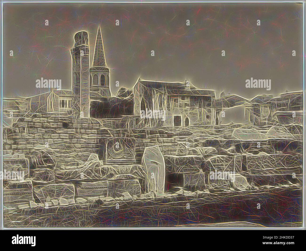 Inspiriert von Trümmern aus dem Amphitheater von Arles, Bouches du Rhone. Arles - Trümmer aus dem Theater, Charles Lenormand, Arles, 1875 - 1885, Papier, Albumendruck, Höhe 245 mm × Breite 325 mmhöhe 434 mm × Breite 547 mm, neu gestaltet von Artotop. Klassische Kunst neu erfunden mit einem modernen Twist. Design von warmen fröhlichen Leuchten der Helligkeit und Lichtstrahl Strahlkraft. Fotografie inspiriert von Surrealismus und Futurismus, umarmt dynamische Energie der modernen Technologie, Bewegung, Geschwindigkeit und Kultur zu revolutionieren Stockfoto