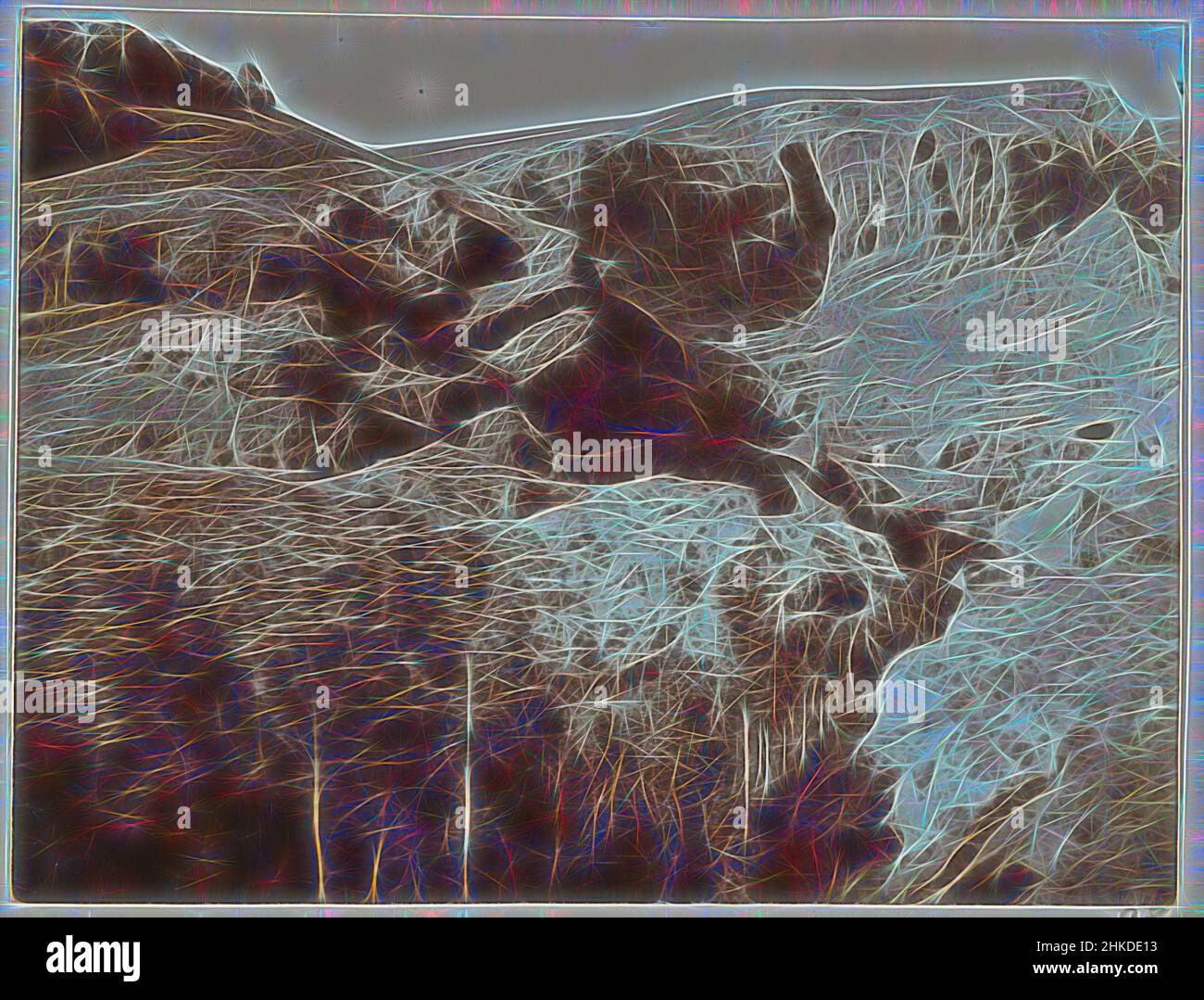 Inspiriert von Blick auf das Tal des Barada-Flusses, Syrien, Barada-Tal, L. Heldring, Syrië, 1898, Höhe 83 mm × Breite 109 mm, neu gestaltet von Artotop. Klassische Kunst neu erfunden mit einem modernen Twist. Design von warmen fröhlichen Leuchten der Helligkeit und Lichtstrahl Strahlkraft. Fotografie inspiriert von Surrealismus und Futurismus, umarmt dynamische Energie der modernen Technologie, Bewegung, Geschwindigkeit und Kultur zu revolutionieren Stockfoto