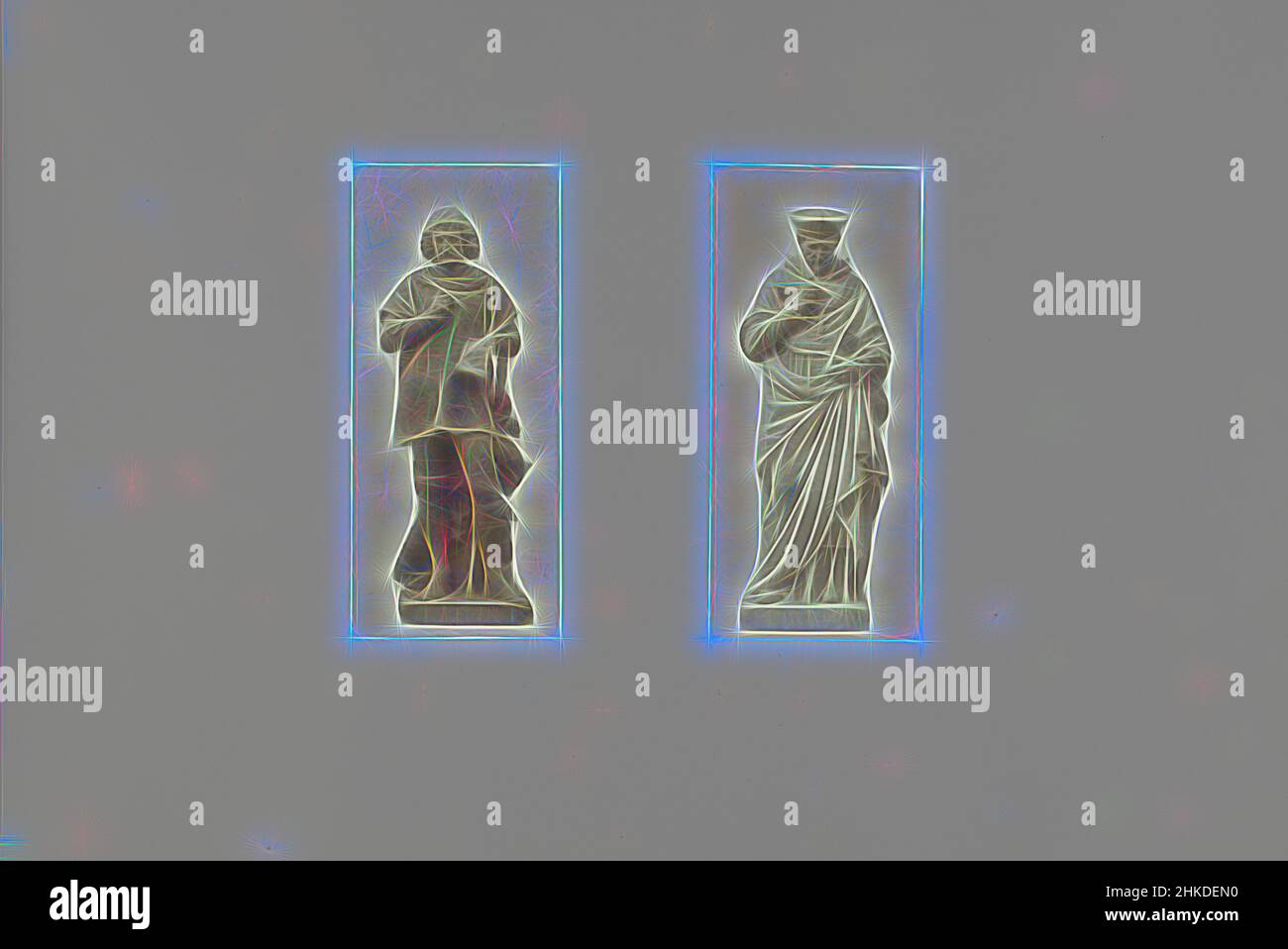 Inspiriert von Plastermodellen für Skulpturen im Palais du Louvre: Linker Philippe de Commines von Eugène Louis Lequesne und rechter Amyot von Pierre Travaux, Teil der Réunion des Tuileries au Louvre 1852-1857, Album 2., Édouard Denis Baldus, Eugène Louis Lequesne, Paris, c. 1855 - c. 1857, Papier, gesalzen, neu erfunden von Artotop. Klassische Kunst neu erfunden mit einem modernen Twist. Design von warmen fröhlichen Leuchten der Helligkeit und Lichtstrahl Strahlkraft. Fotografie inspiriert von Surrealismus und Futurismus, umarmt dynamische Energie der modernen Technologie, Bewegung, Geschwindigkeit und Kultur zu revolutionieren Stockfoto