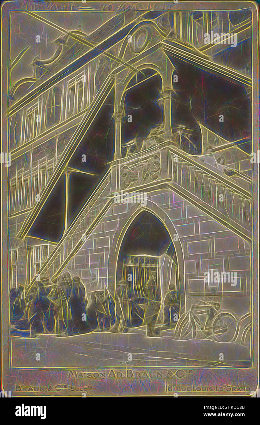 Inspiriert von der Mobilisierung französischer Soldaten in Mulhouse, Soldaten, die an einer Außentreppe stehen., Herausgeber: Adolphe Braun & Cie., Frankreich, 20-Aug-1914, Papier, Albumendruck, Höhe 146 mm × Breite 98 mm, neu gestaltet von Artotop. Klassische Kunst neu erfunden mit einem modernen Twist. Design von warmen fröhlichen Leuchten der Helligkeit und Lichtstrahl Strahlkraft. Fotografie inspiriert von Surrealismus und Futurismus, umarmt dynamische Energie der modernen Technologie, Bewegung, Geschwindigkeit und Kultur zu revolutionieren Stockfoto