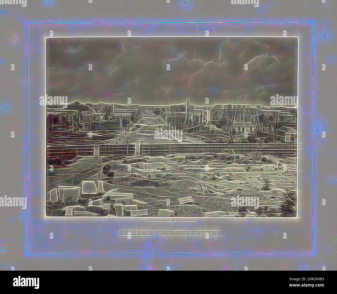 Inspiriert von View of the Destruction of the American City of Columbia, View of Devastation in Columbia, causes during the American Civil war, Columbia from the Capitol, George N. Barnard, United States of America, 1865, Papier, Albumdruck, Höhe 255 mm × Breite 357 mmhöhe 404 mm × Breite 506 mm, neu erfunden von Artotop. Klassische Kunst neu erfunden mit einem modernen Twist. Design von warmen fröhlichen Leuchten der Helligkeit und Lichtstrahl Strahlkraft. Fotografie inspiriert von Surrealismus und Futurismus, umarmt dynamische Energie der modernen Technologie, Bewegung, Geschwindigkeit und Kultur zu revolutionieren Stockfoto