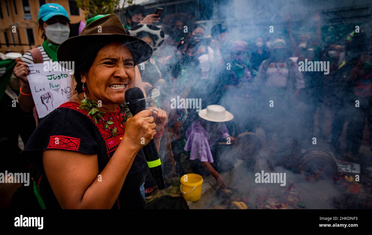 Pro Abtreibungsprotest, Ecuador Stockfoto
